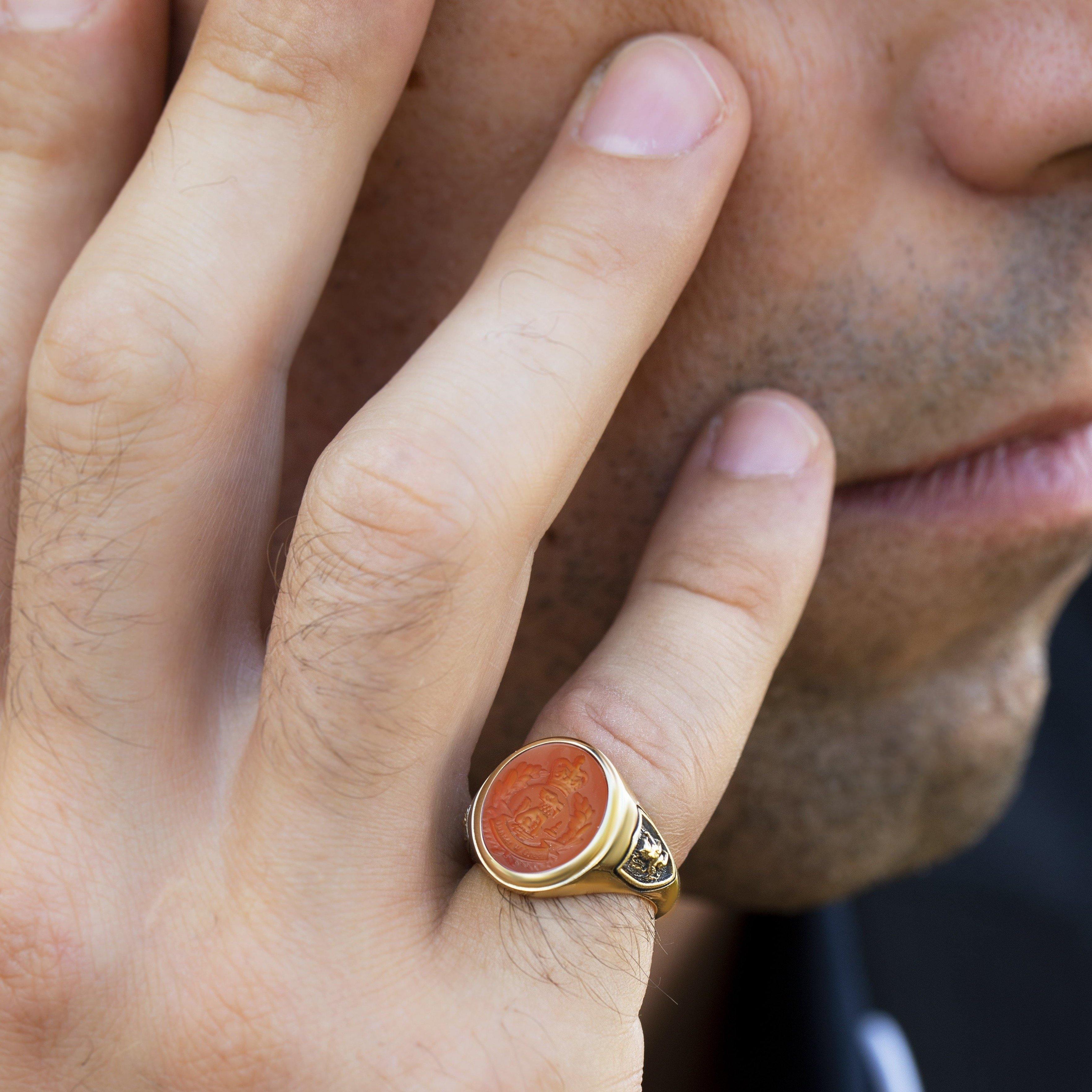 CARNELIAN GUNNER RING - Danelian Jewelry