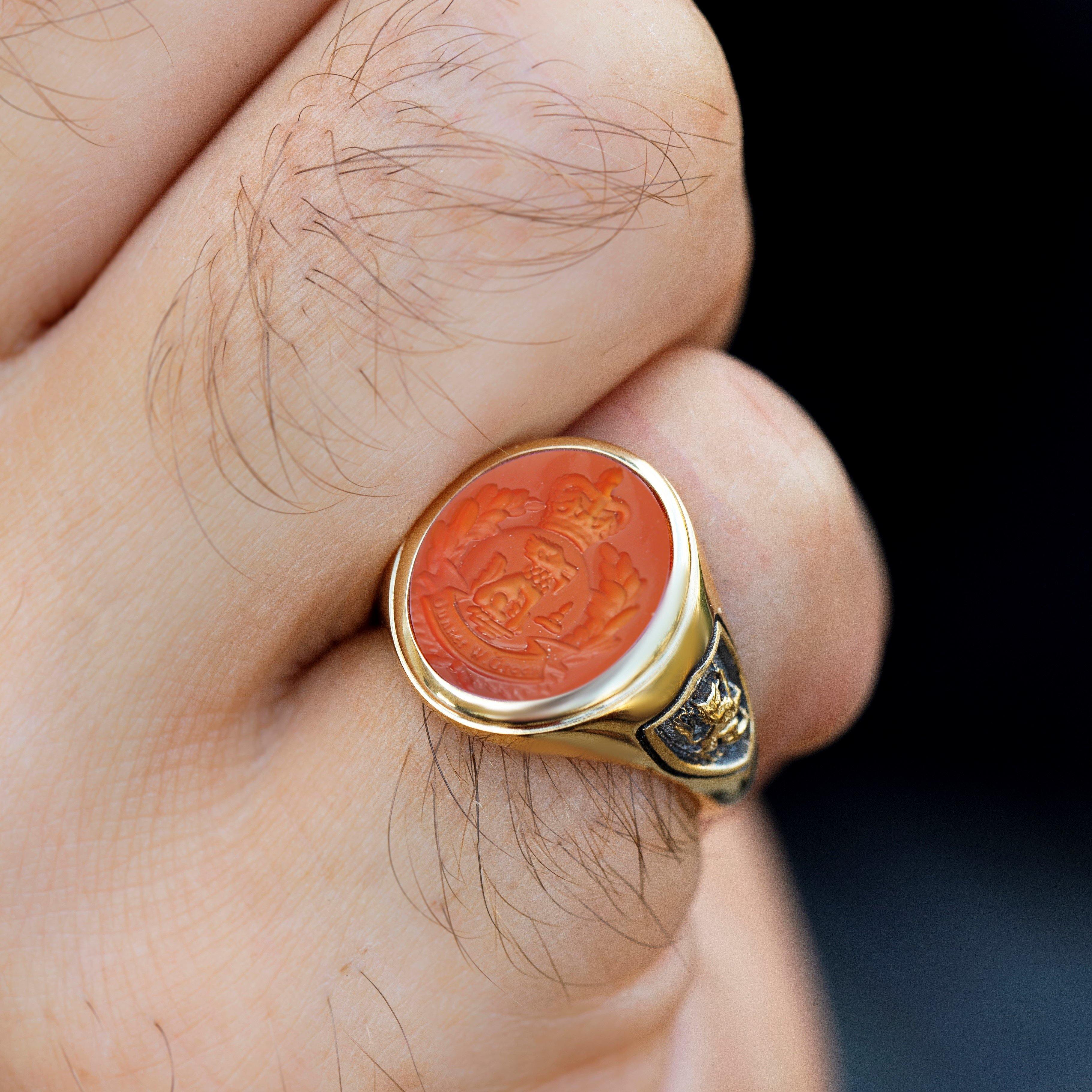 CARNELIAN GUNNER RING - Danelian Jewelry