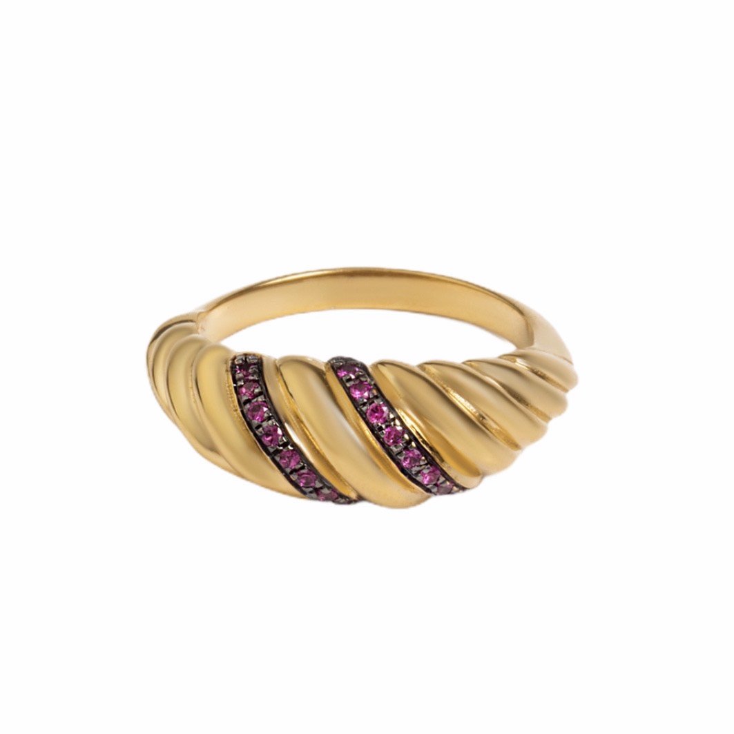 THIN RUBY CROISSANT RING - Danelian Jewelry