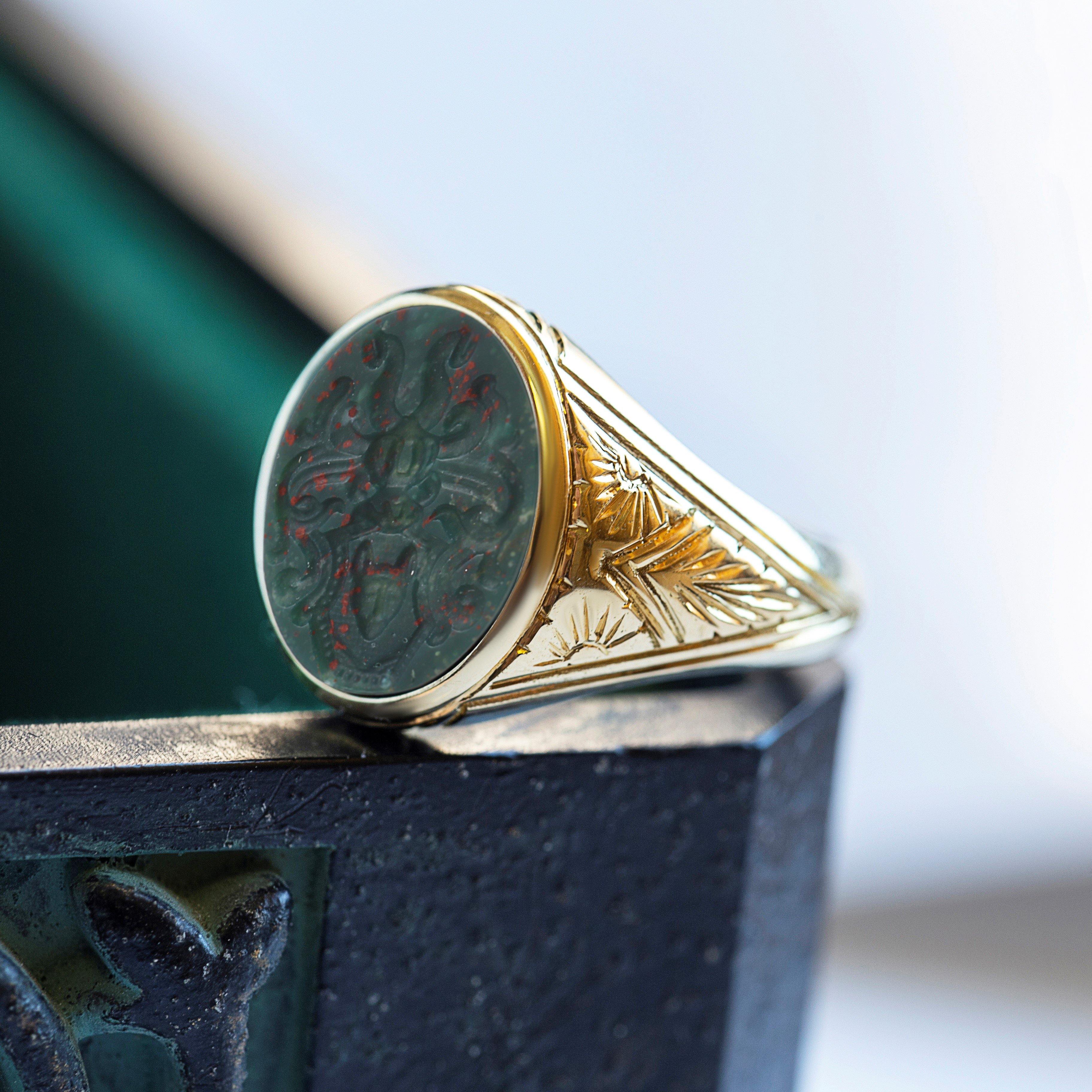BLOODSTONE FAMILY CREST RING - Danelian Jewelry