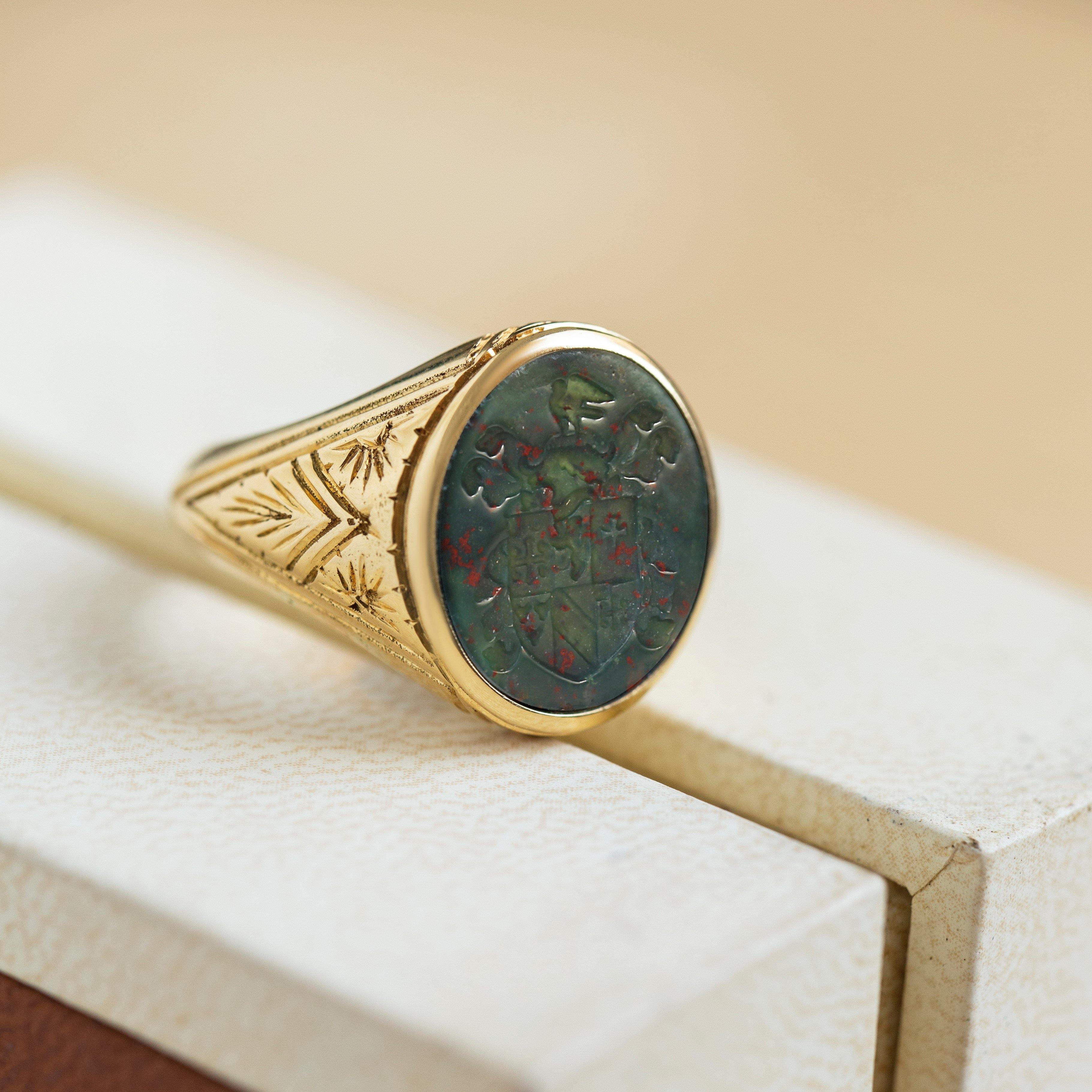 BLOODSTONE BIRD RING - Danelian Jewelry