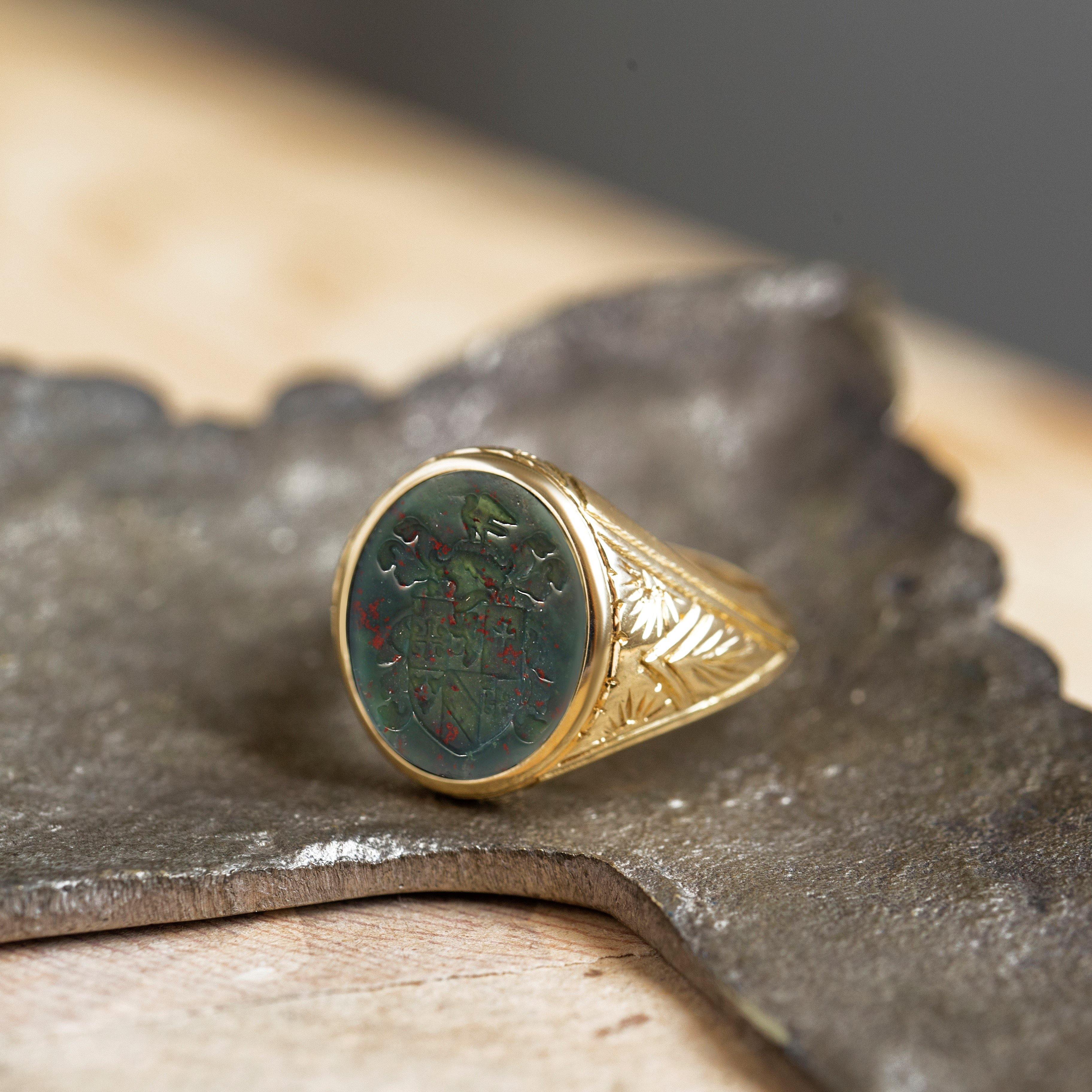BLOODSTONE BIRD RING - Danelian Jewelry