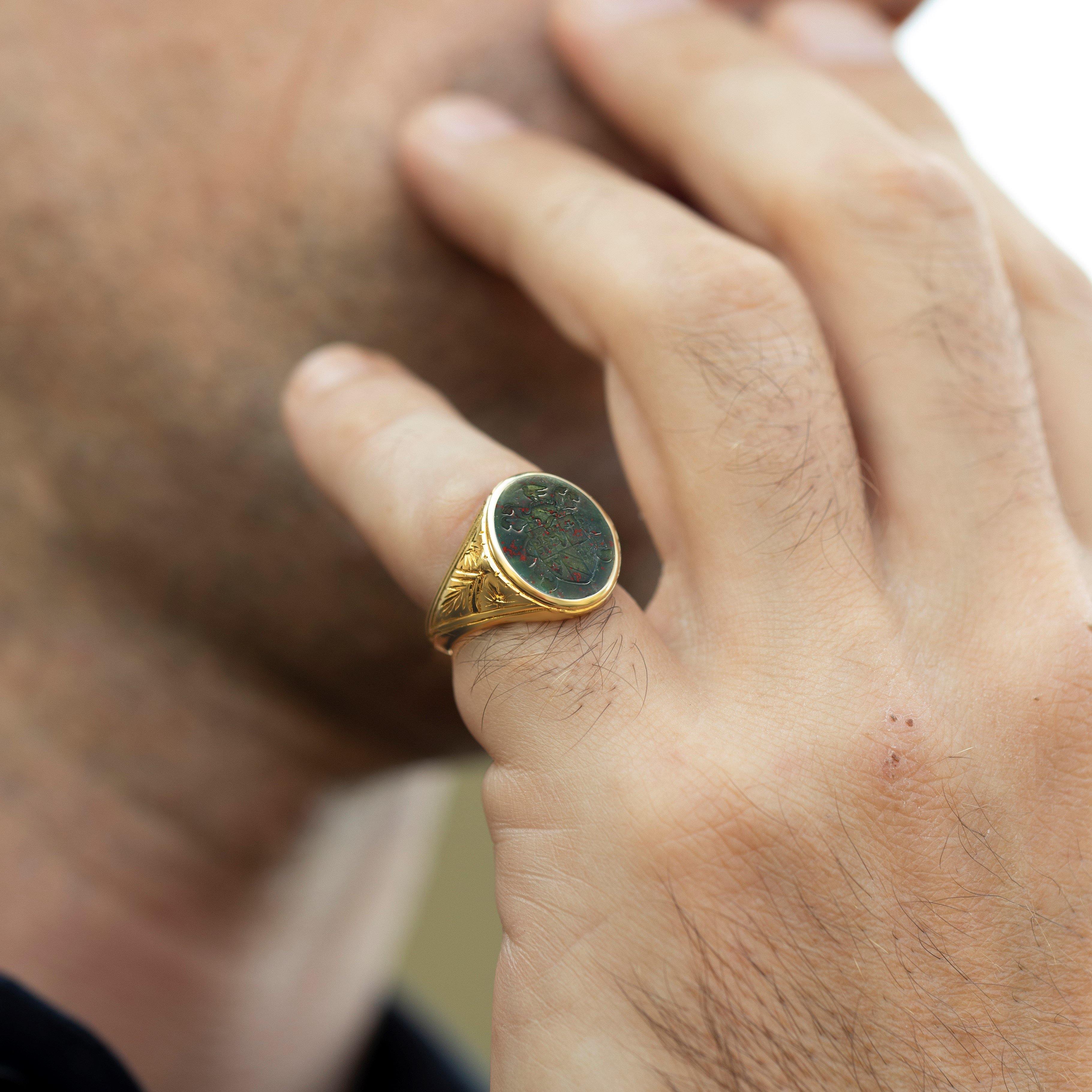 BLOODSTONE BIRD RING - Danelian Jewelry