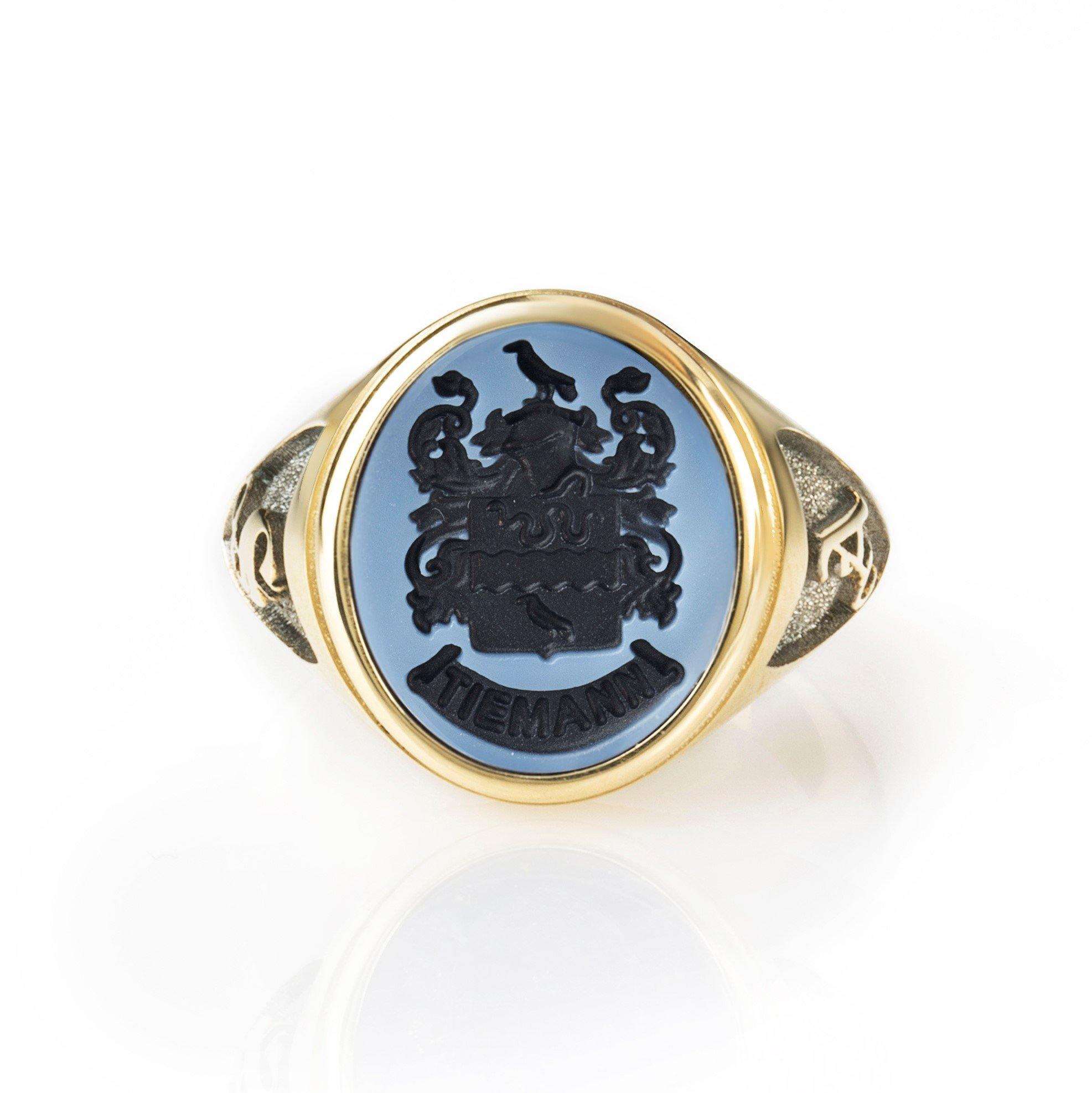 BLUE AND BLACK AGATE RING - Danelian Jewelry