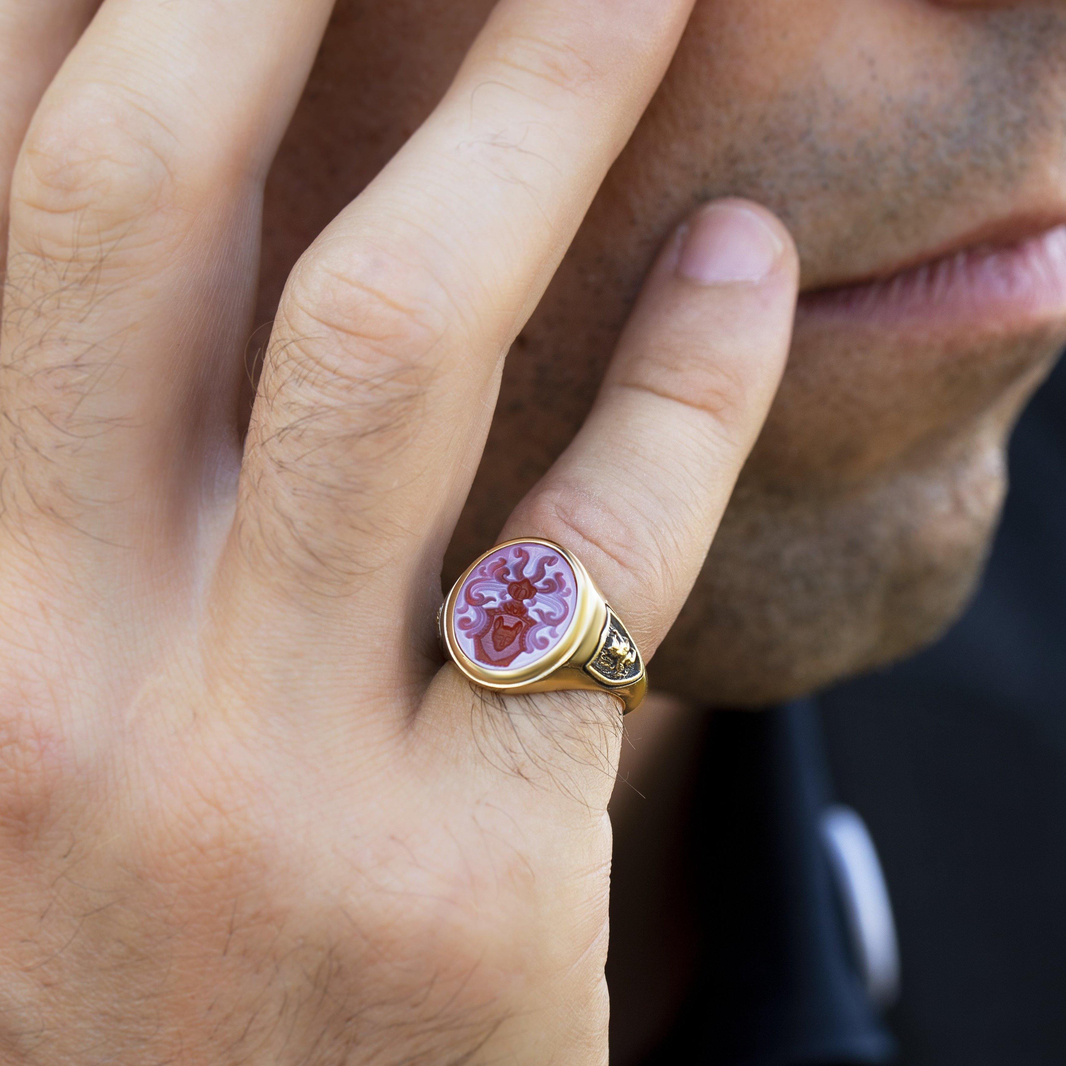 ORANGE AGATE CREST RING - Danelian Jewelry