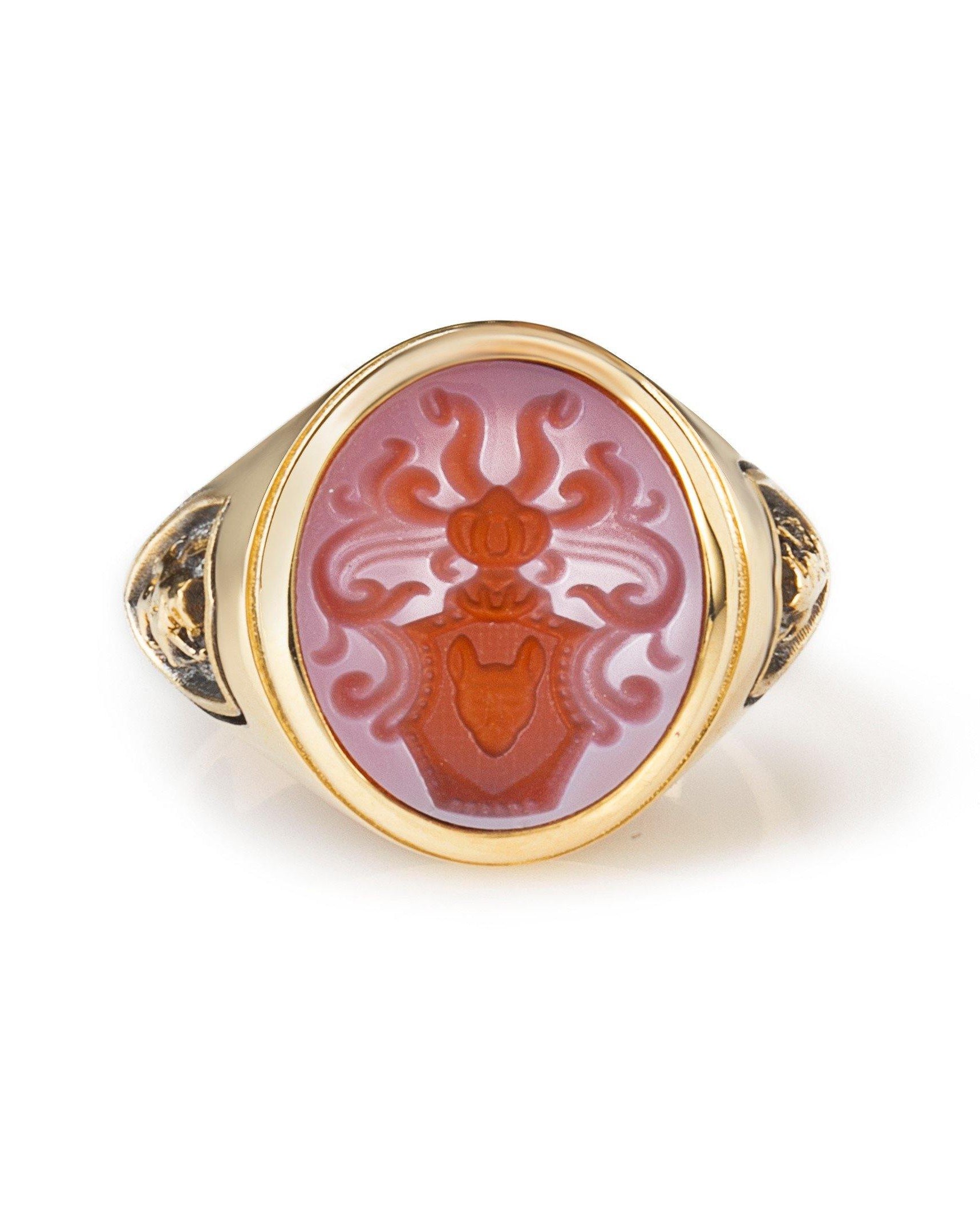 ORANGE AGATE CREST RING - Danelian Jewelry