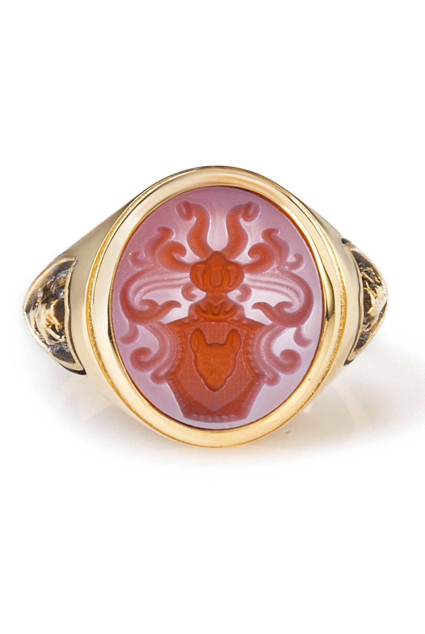 ORANGE AGATE CREST RING - Danelian Jewelry