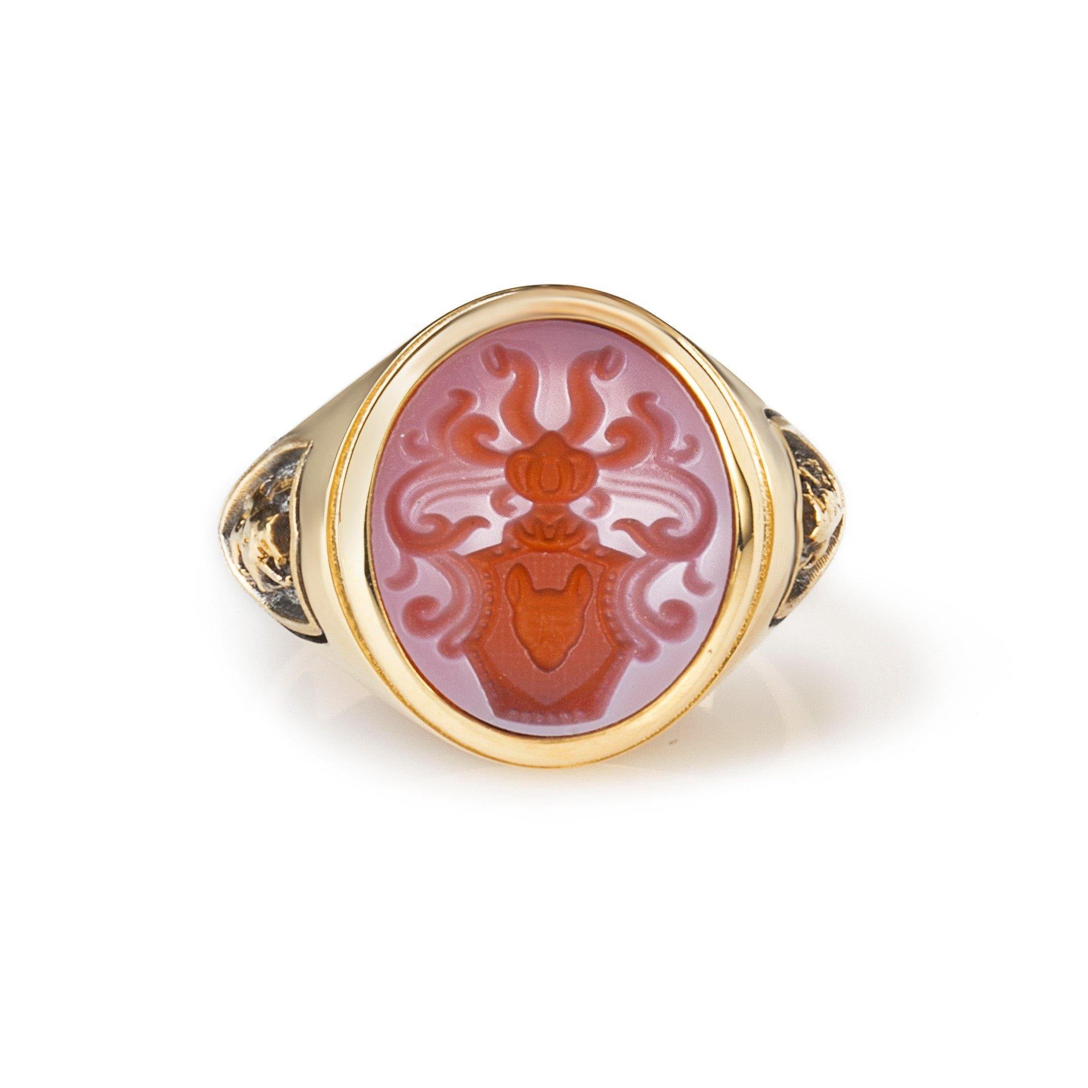 ORANGE AGATE CREST RING - Danelian Jewelry