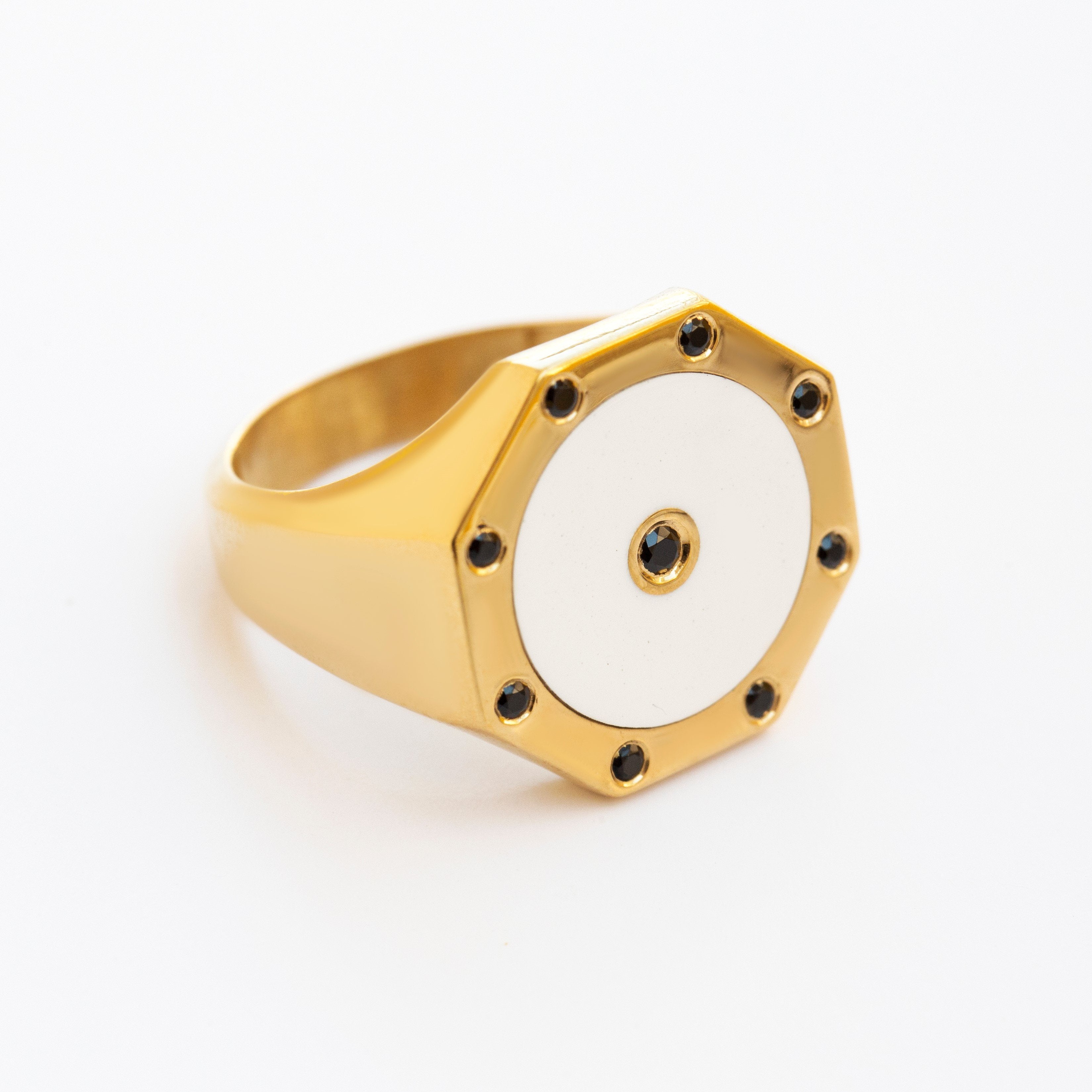 WHITE ENAMEL RING - Danelian Jewelry