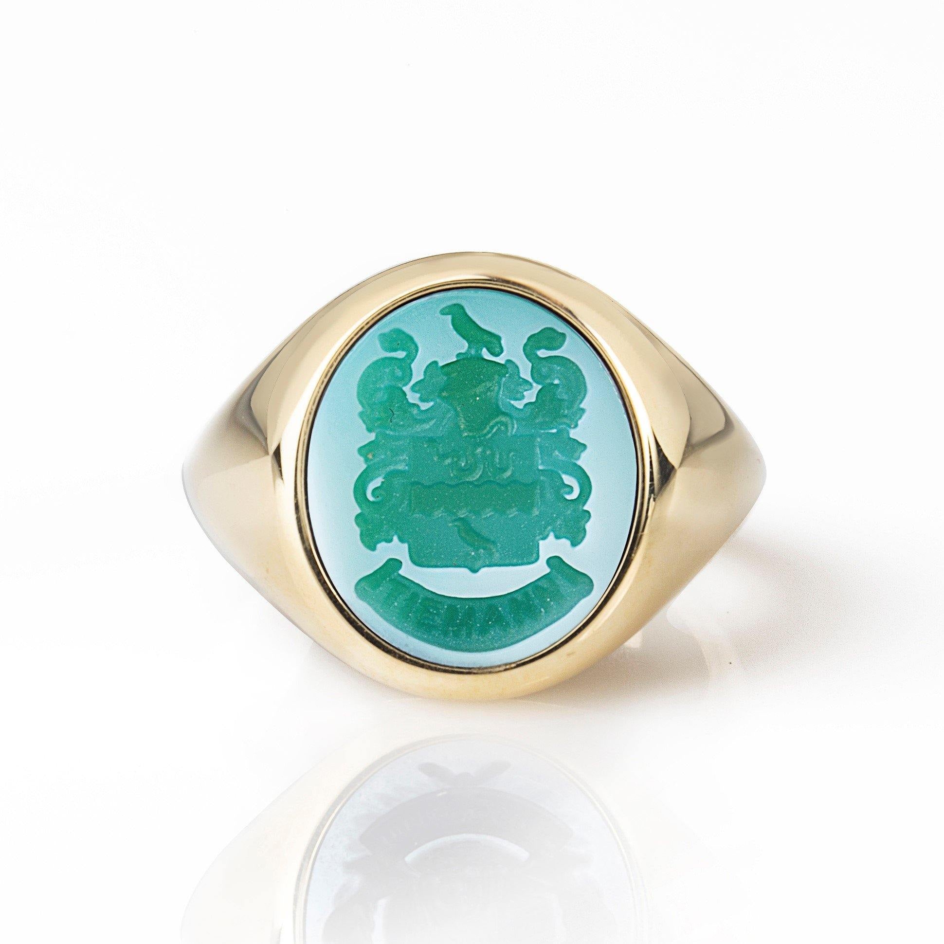 GREEN COAT OF ARMS RING - Danelian Jewelry