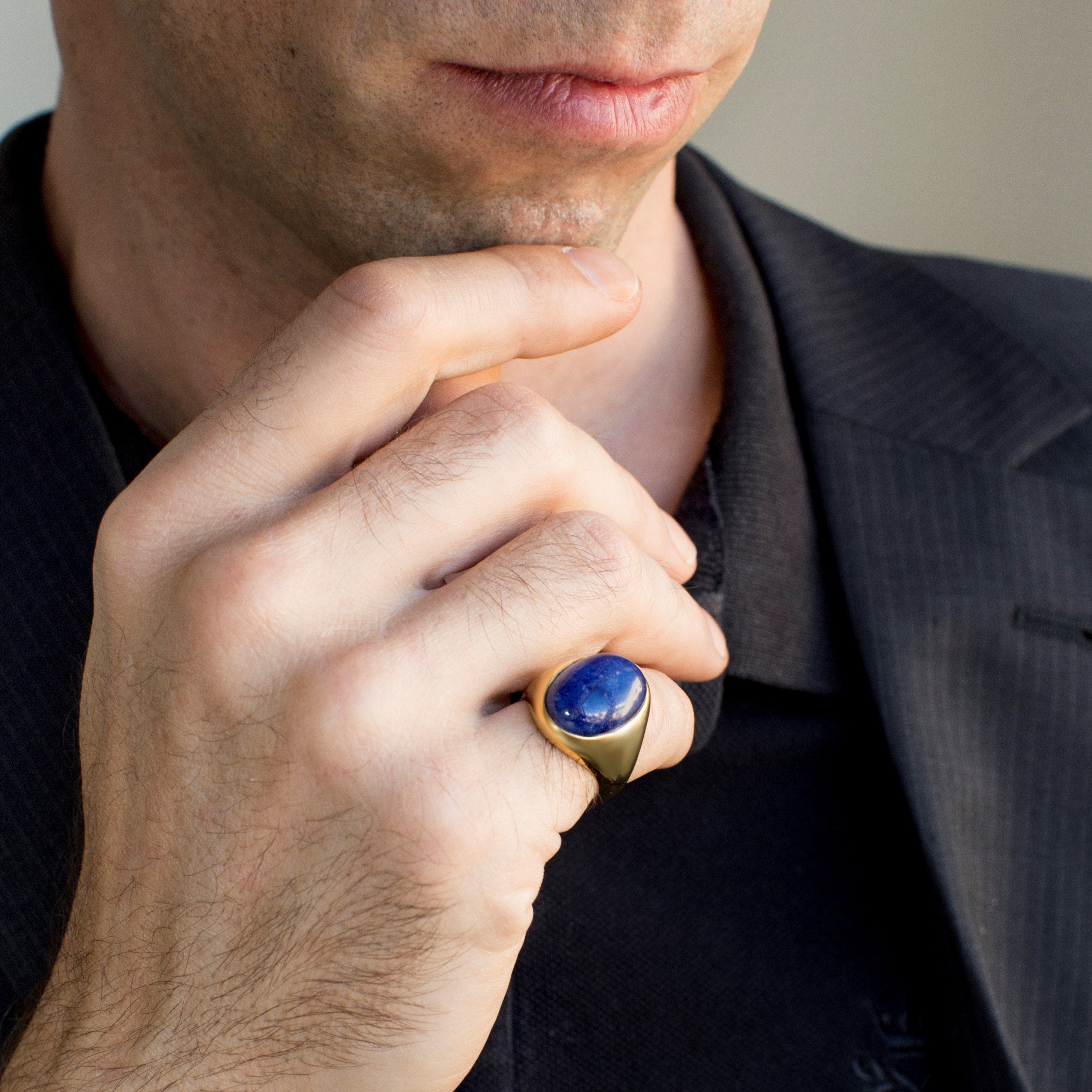 LARGE SODALITE SIGNET RING - Danelian Jewelry