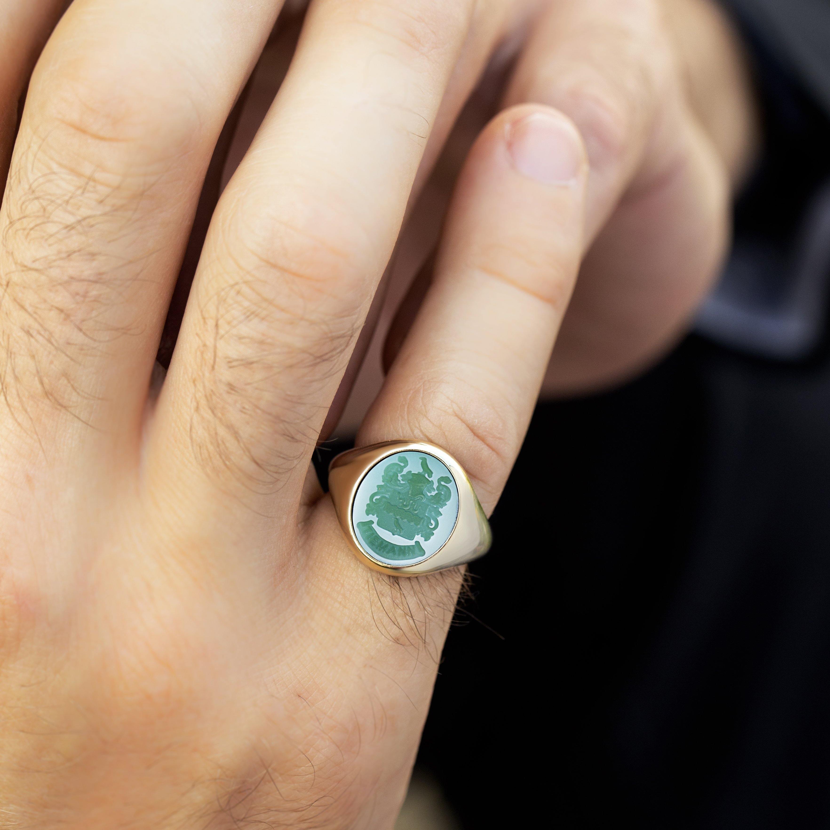 GREEN COAT OF ARMS RING - Danelian Jewelry