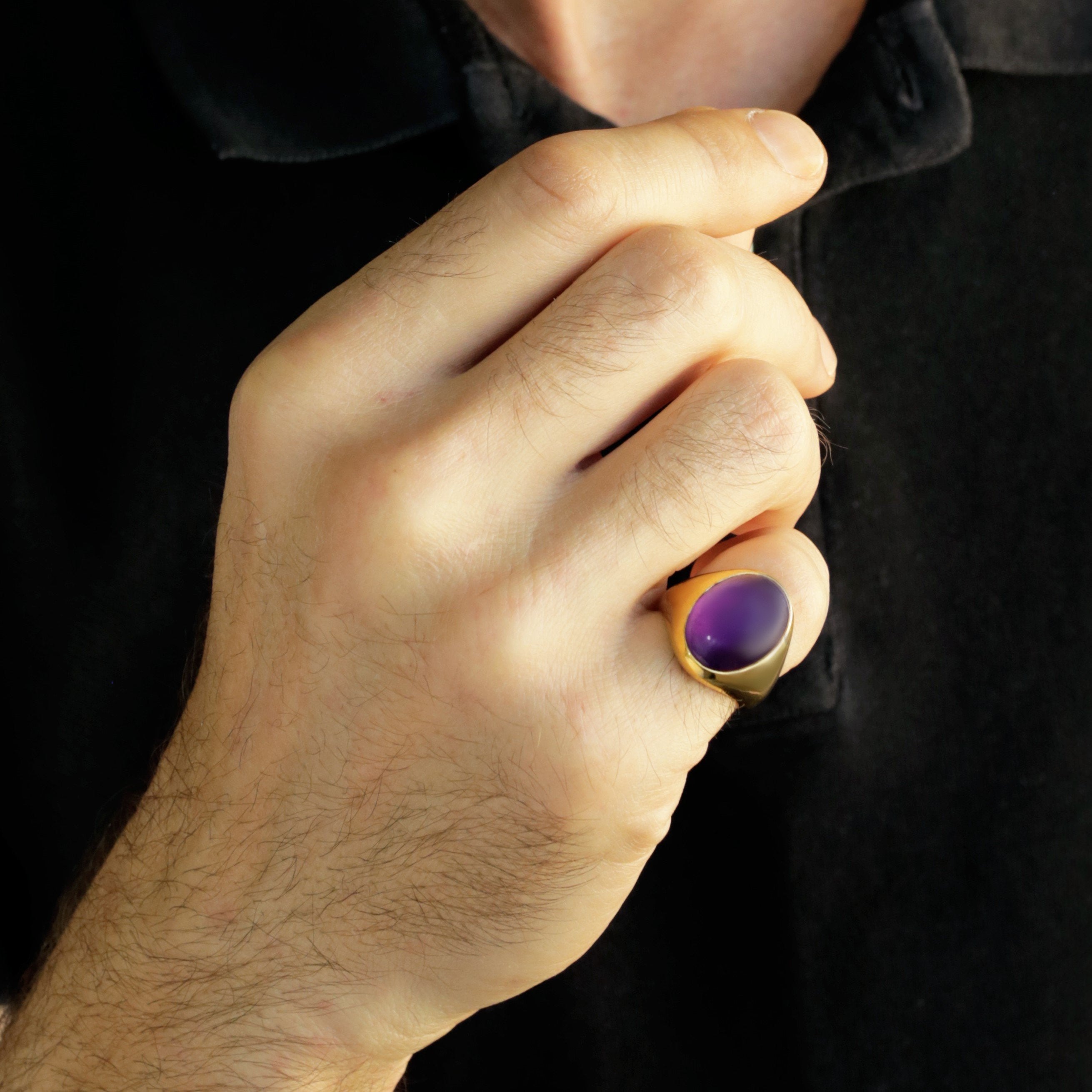 LARGE AMETHYST SIGNET RING - Danelian Jewelry