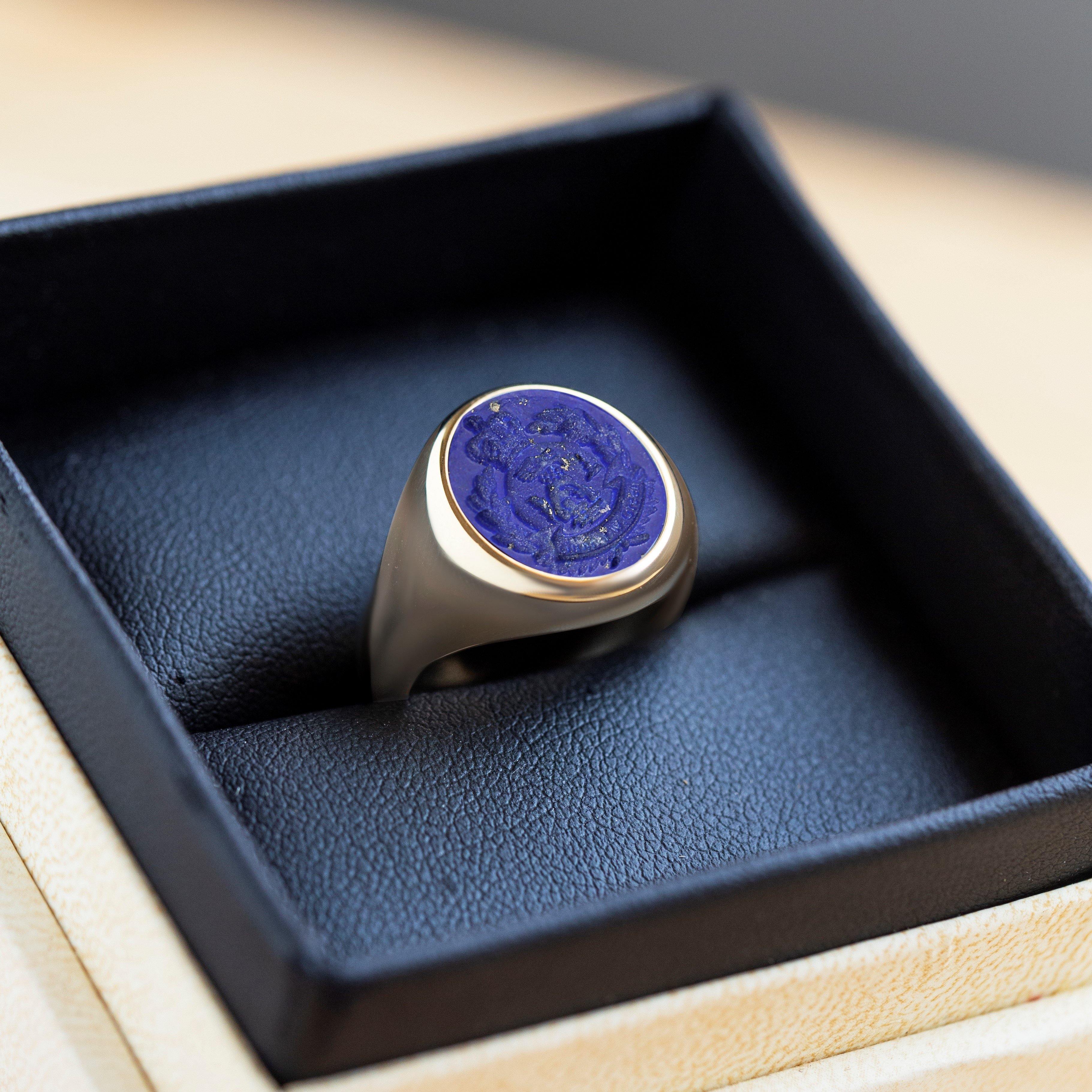 LAPIS LAZULI FAMILY CREST RING - Danelian Jewelry