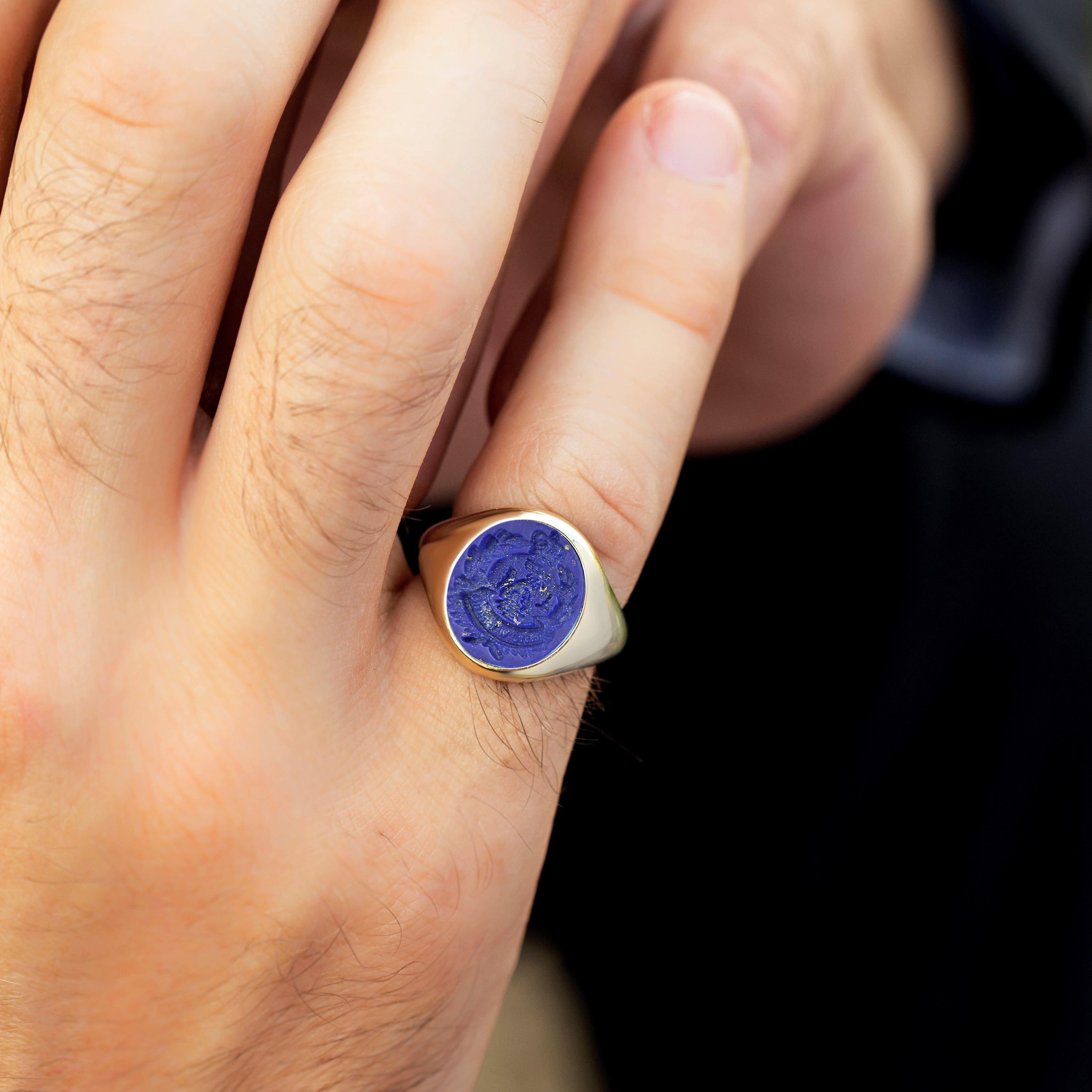 LAPIS LAZULI FAMILY CREST RING - Danelian Jewelry