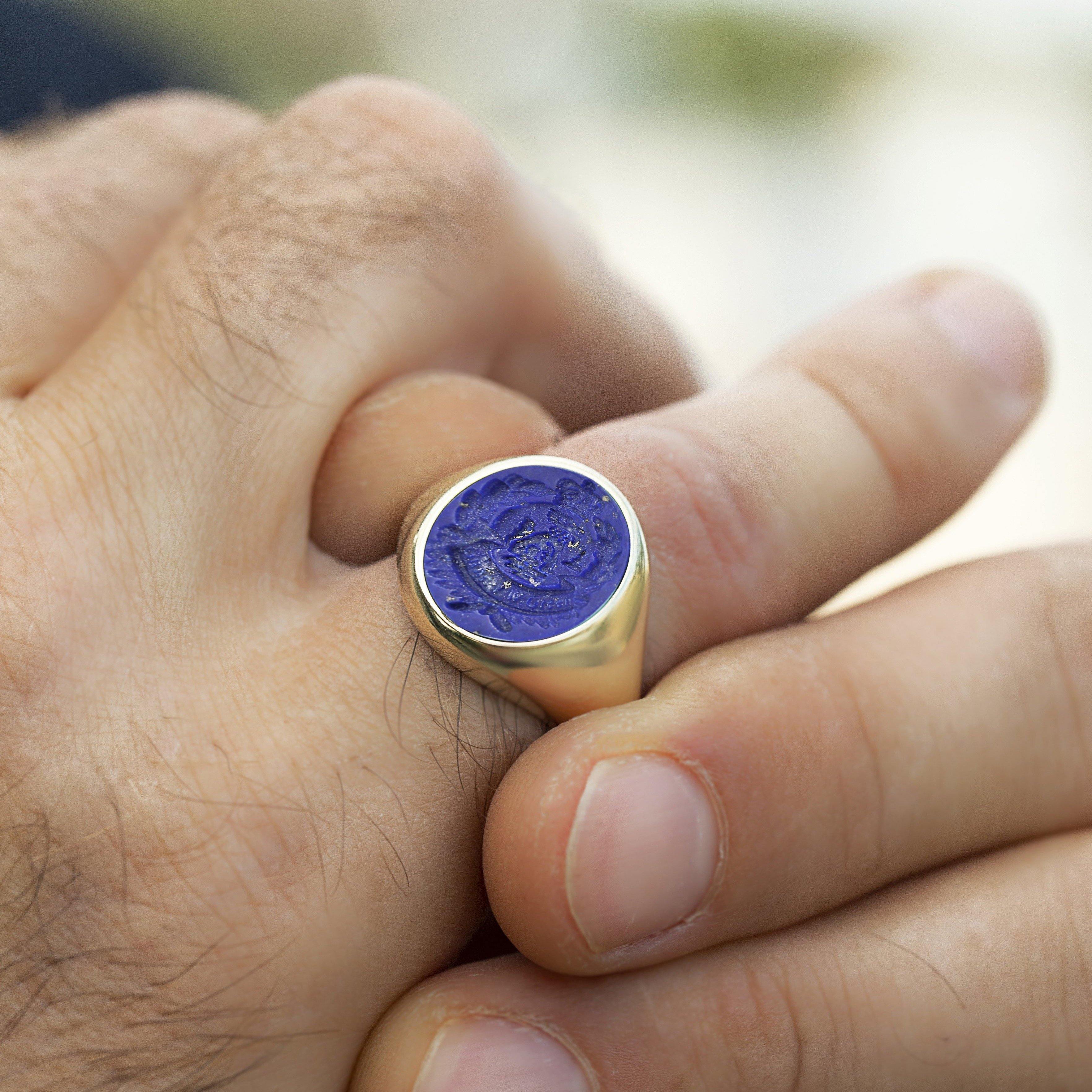 LAPIS LAZULI FAMILY CREST RING - Danelian Jewelry