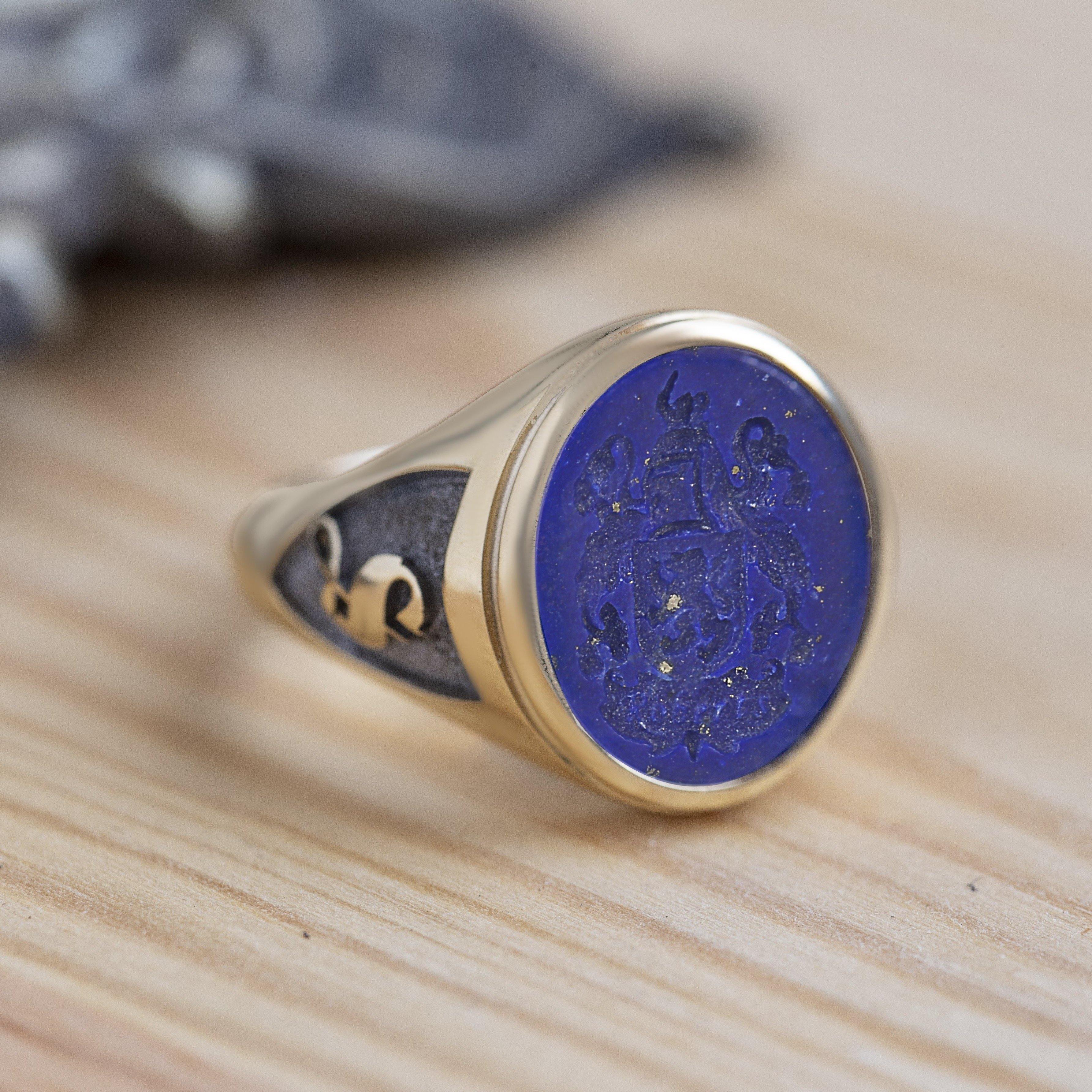 LAPIS LAZULI FAMILY CREST RING - Danelian Jewelry