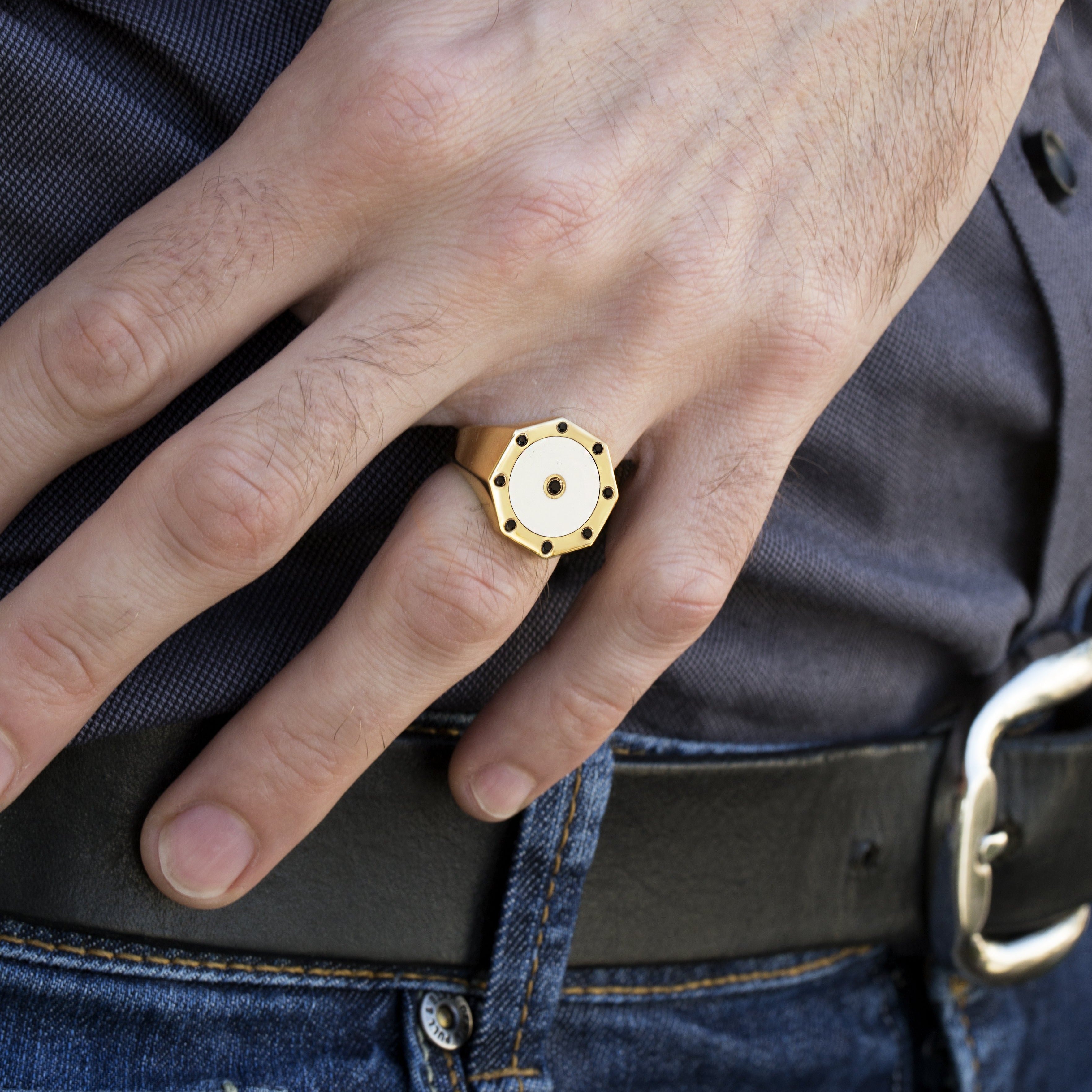 WHITE ENAMEL RING - Danelian Jewelry
