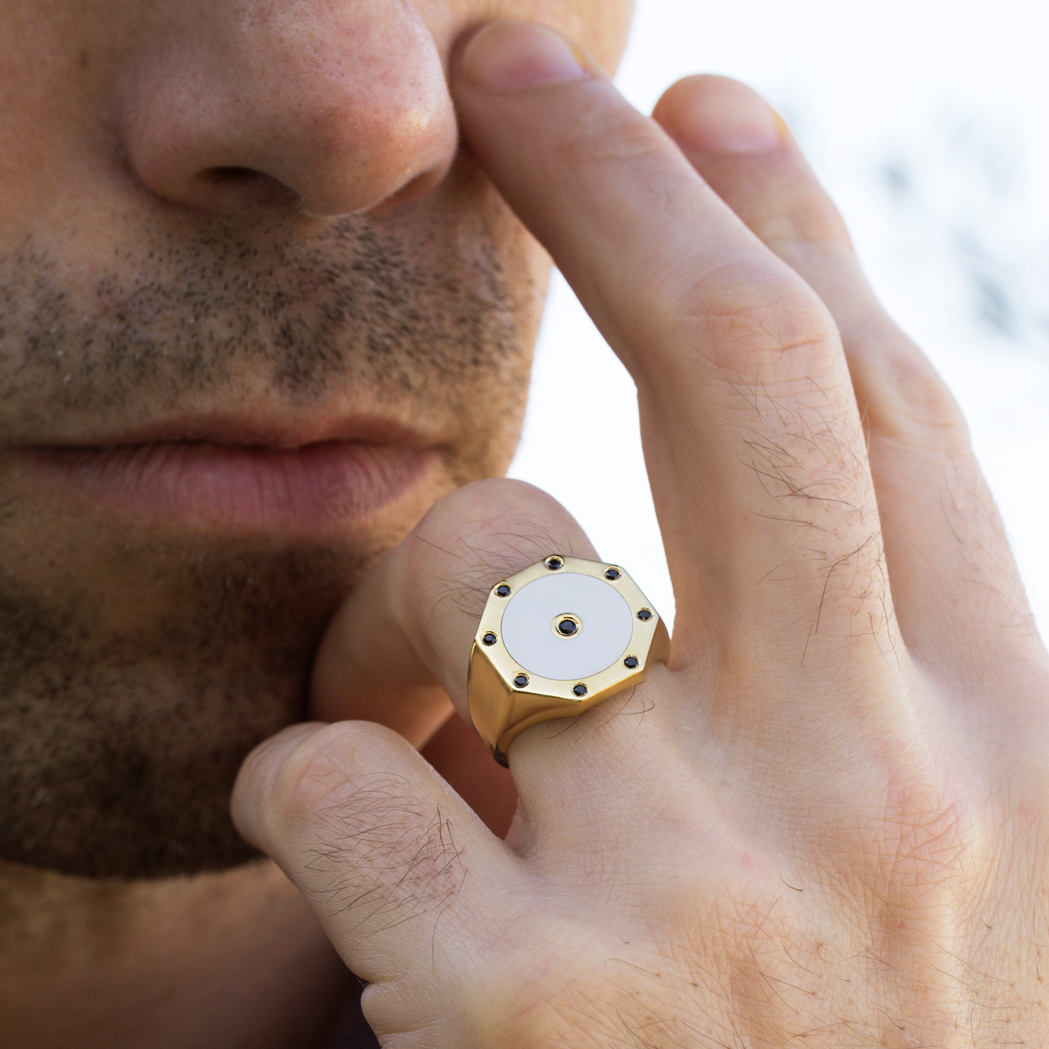 WHITE ENAMEL RING - Danelian Jewelry