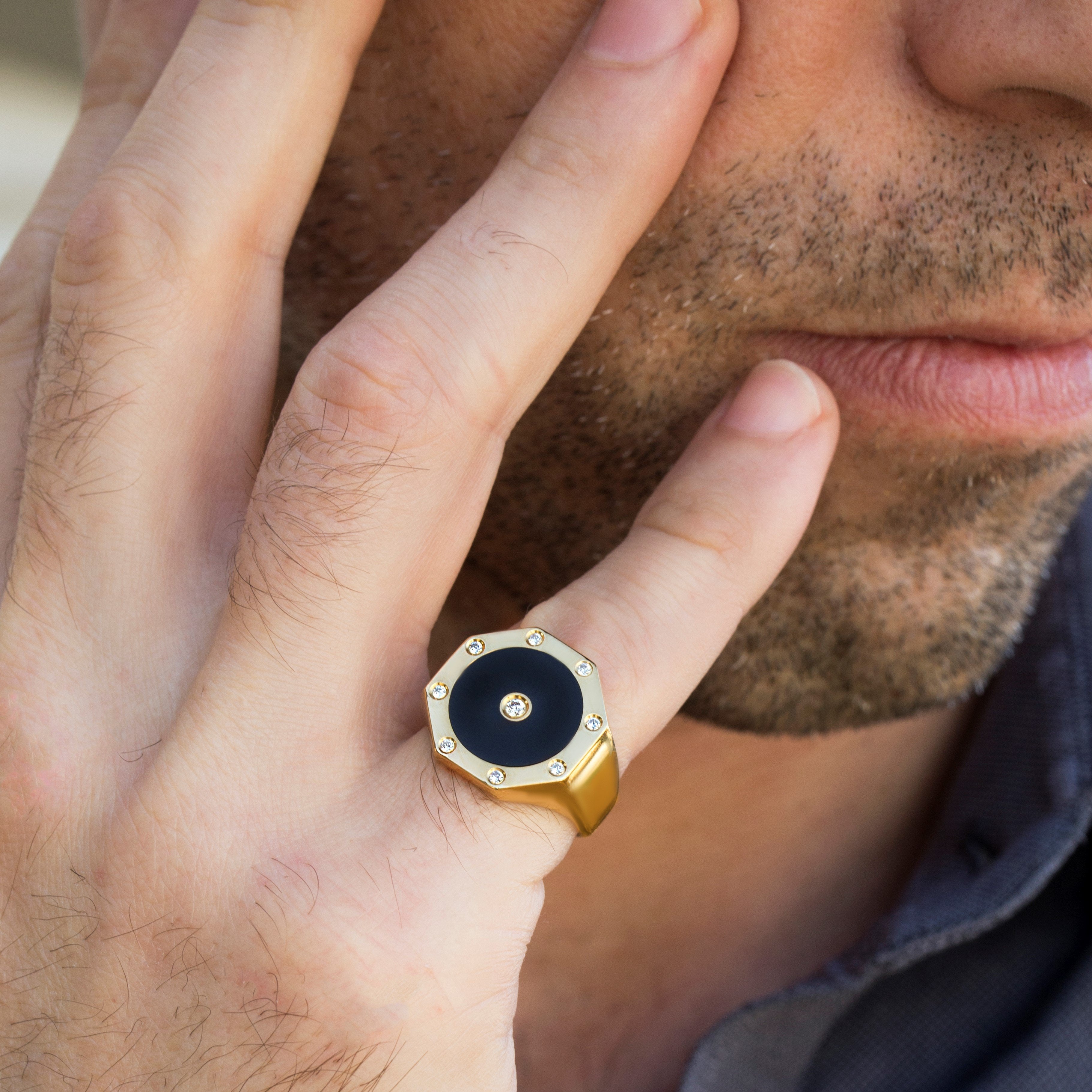 BLACK ENAMEL RING - Danelian Jewelry