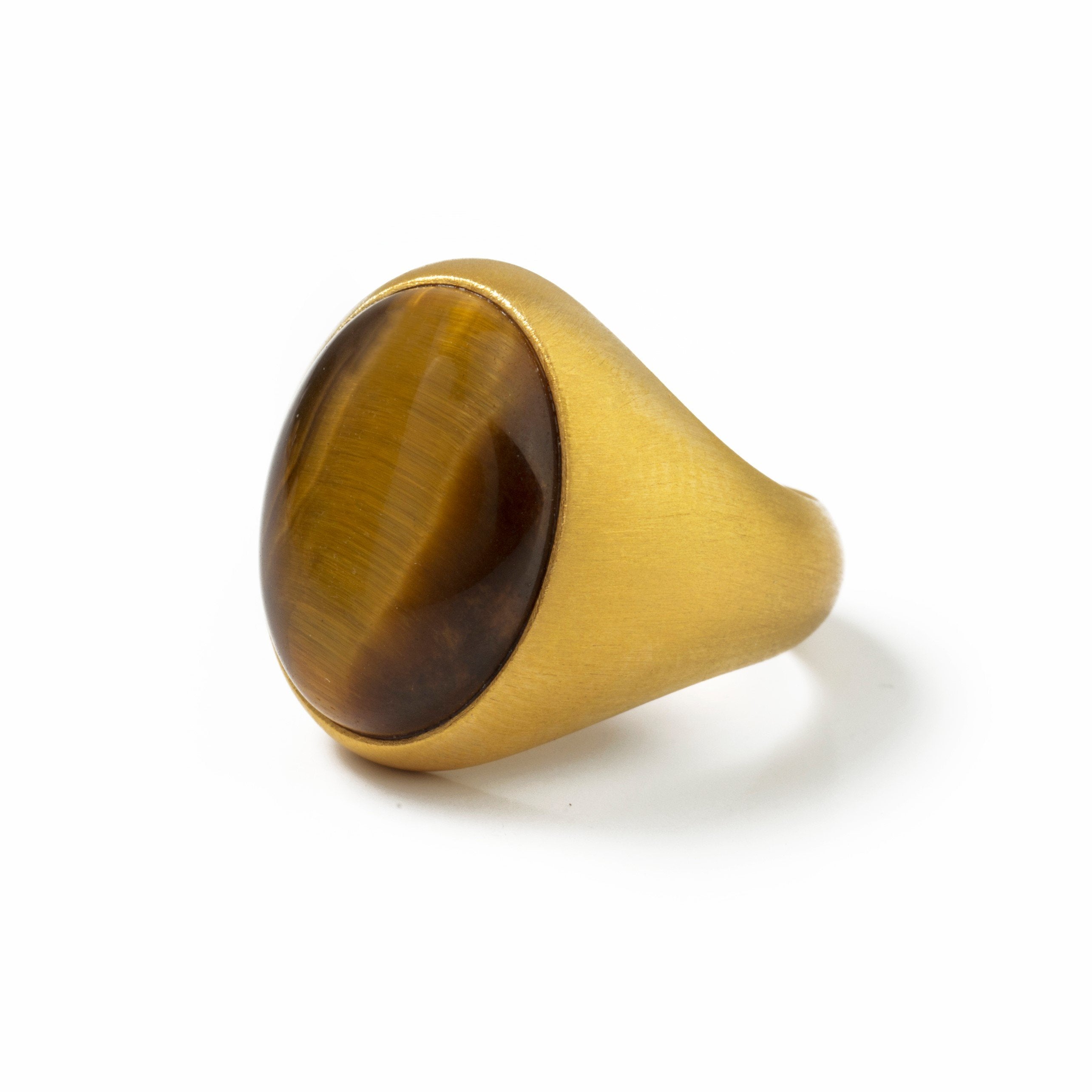 LARGE TIGER EYE SIGNET RING - Danelian Jewelry