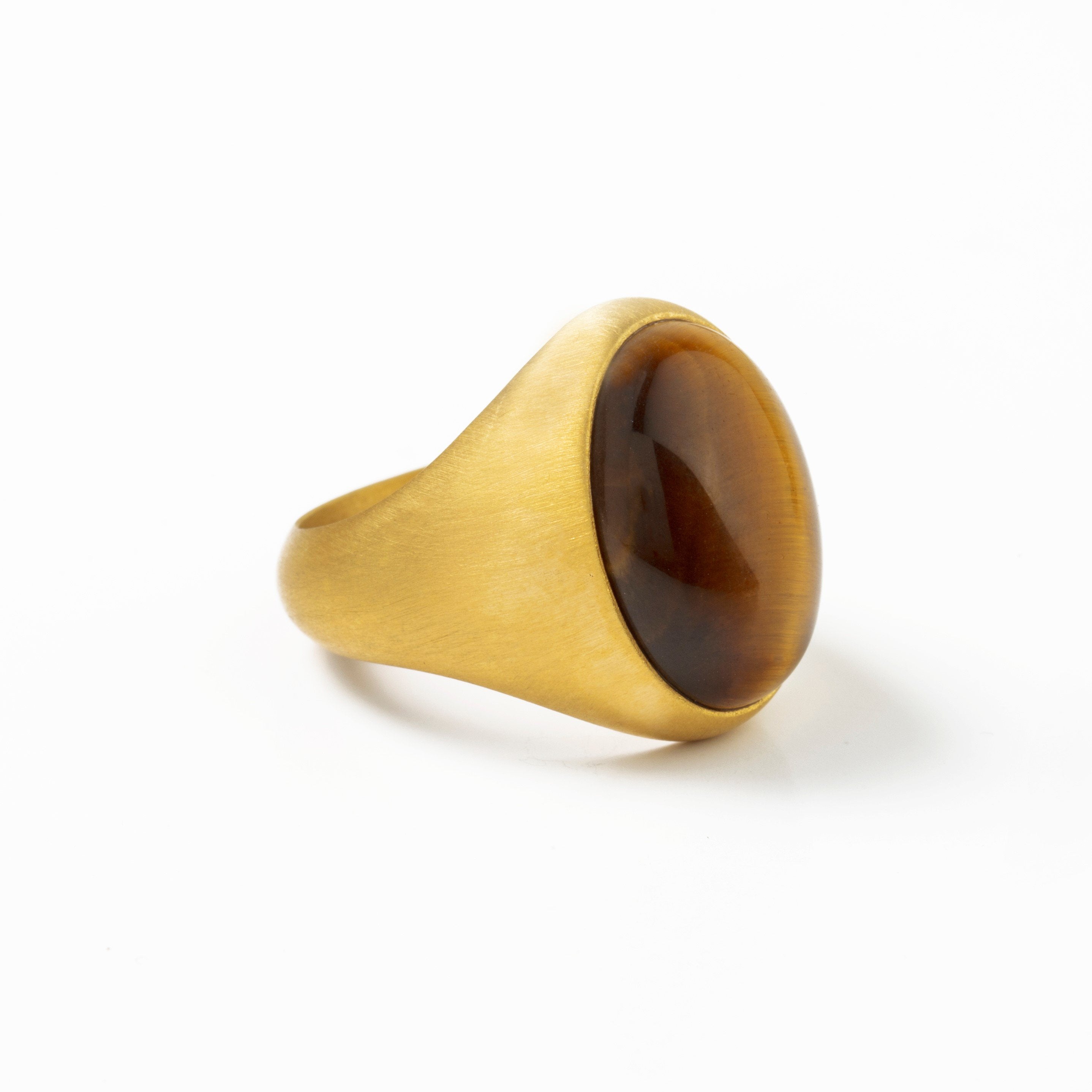 LARGE TIGER EYE SIGNET RING - Danelian Jewelry