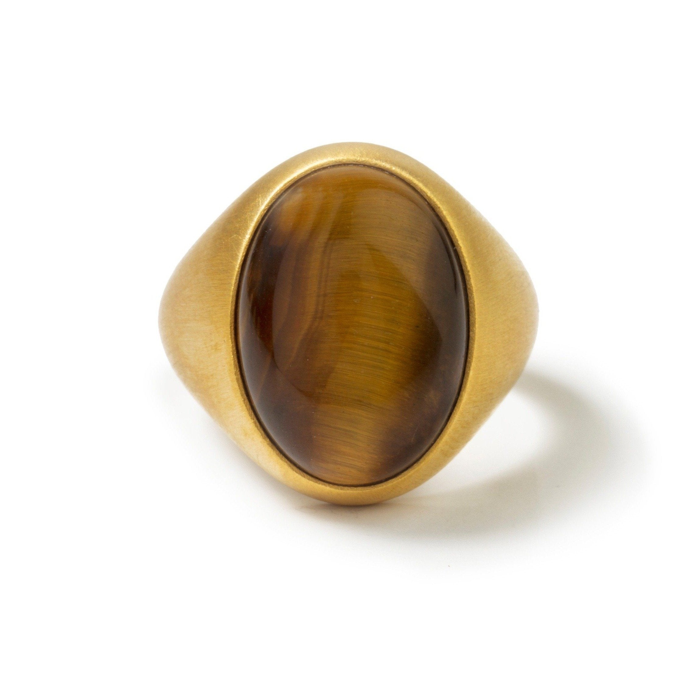 LARGE TIGER EYE SIGNET RING - Danelian Jewelry