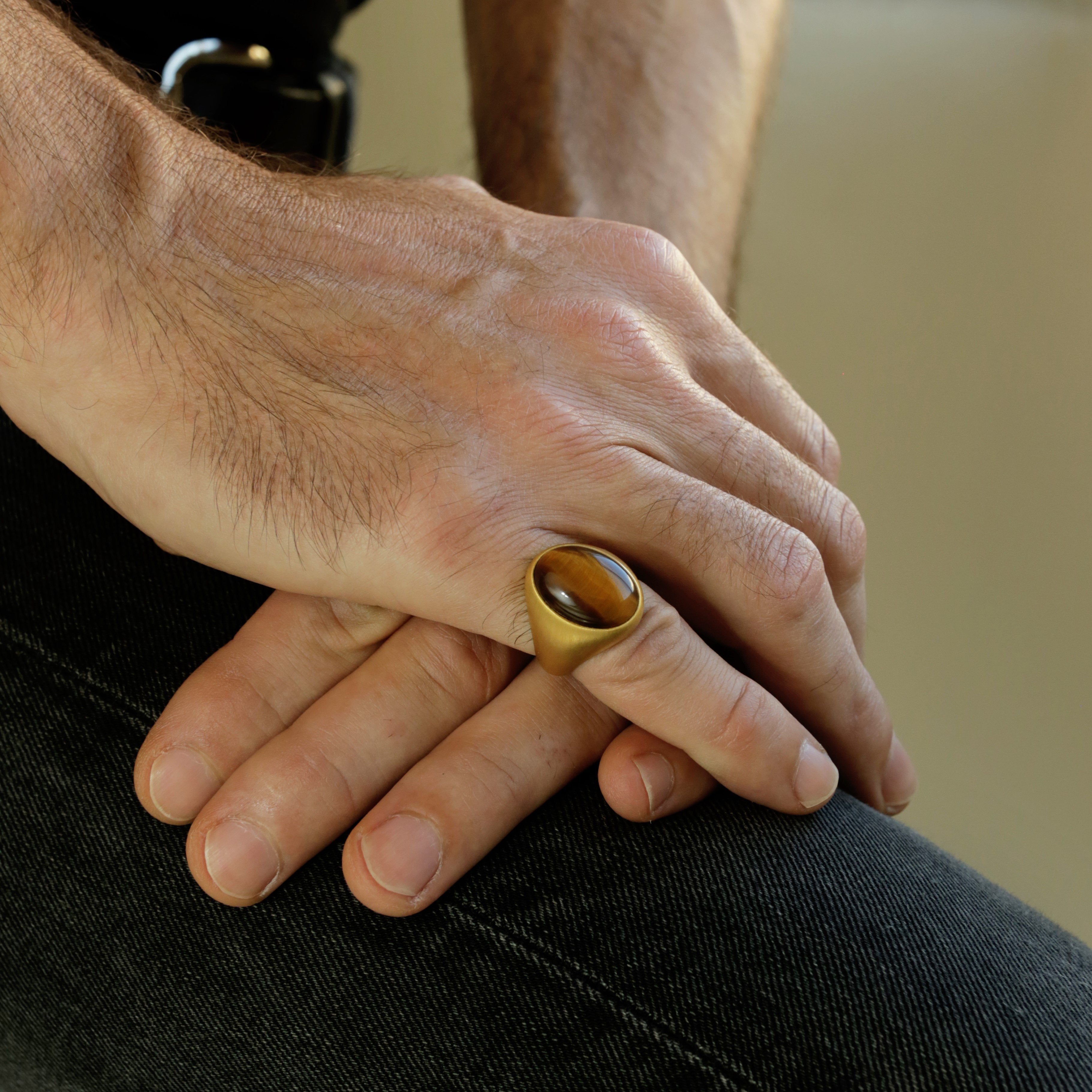 LARGE TIGER EYE SIGNET RING - Danelian Jewelry