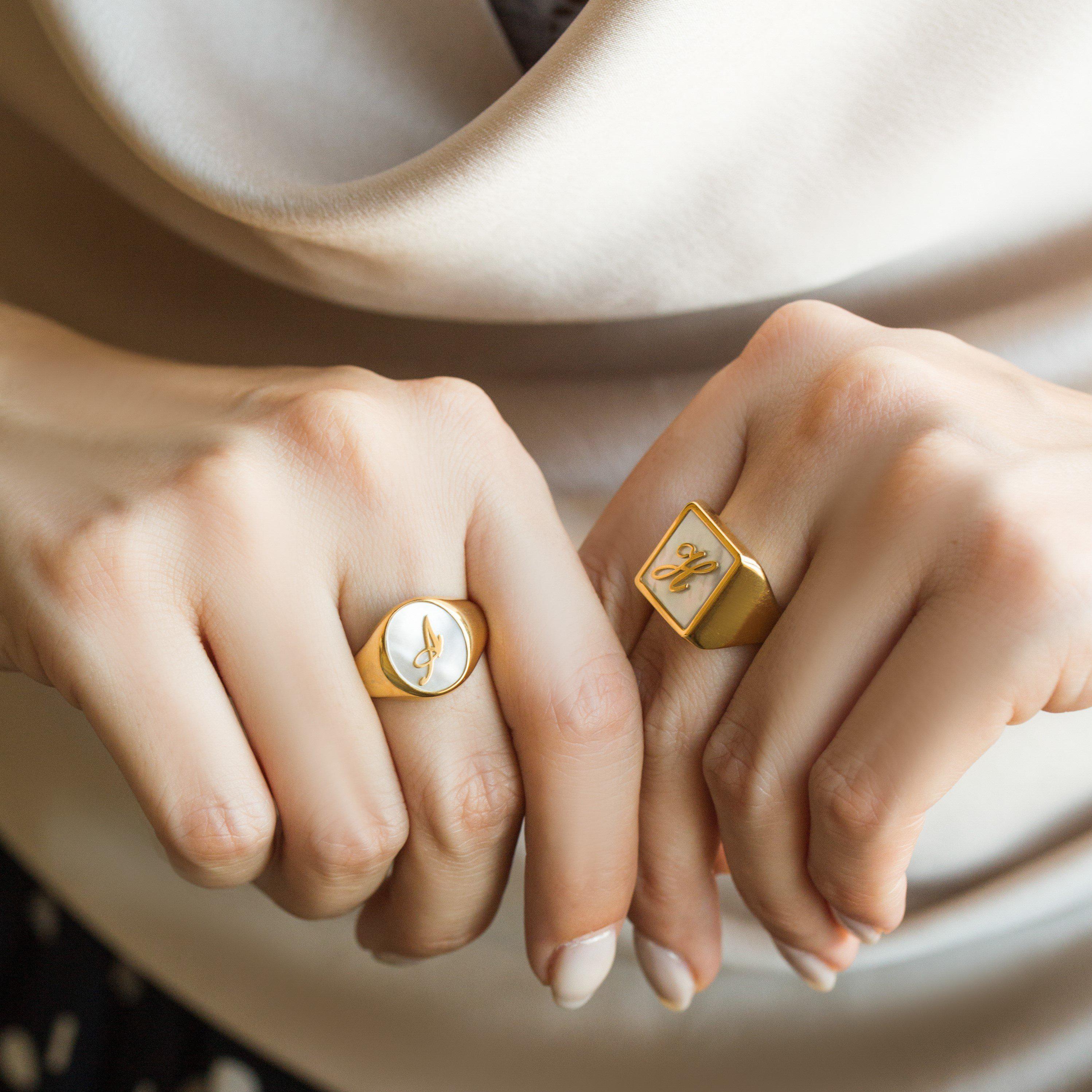 OVAL LETTER RING - Danelian Jewelry