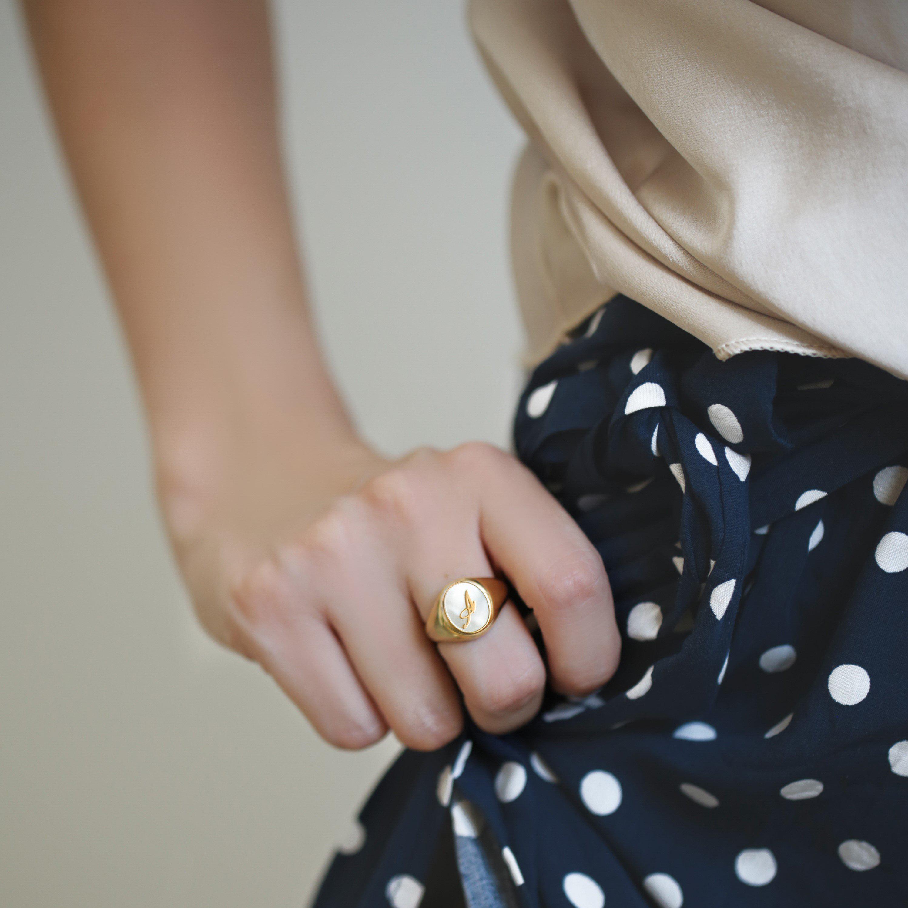 OVAL LETTER RING - Danelian Jewelry