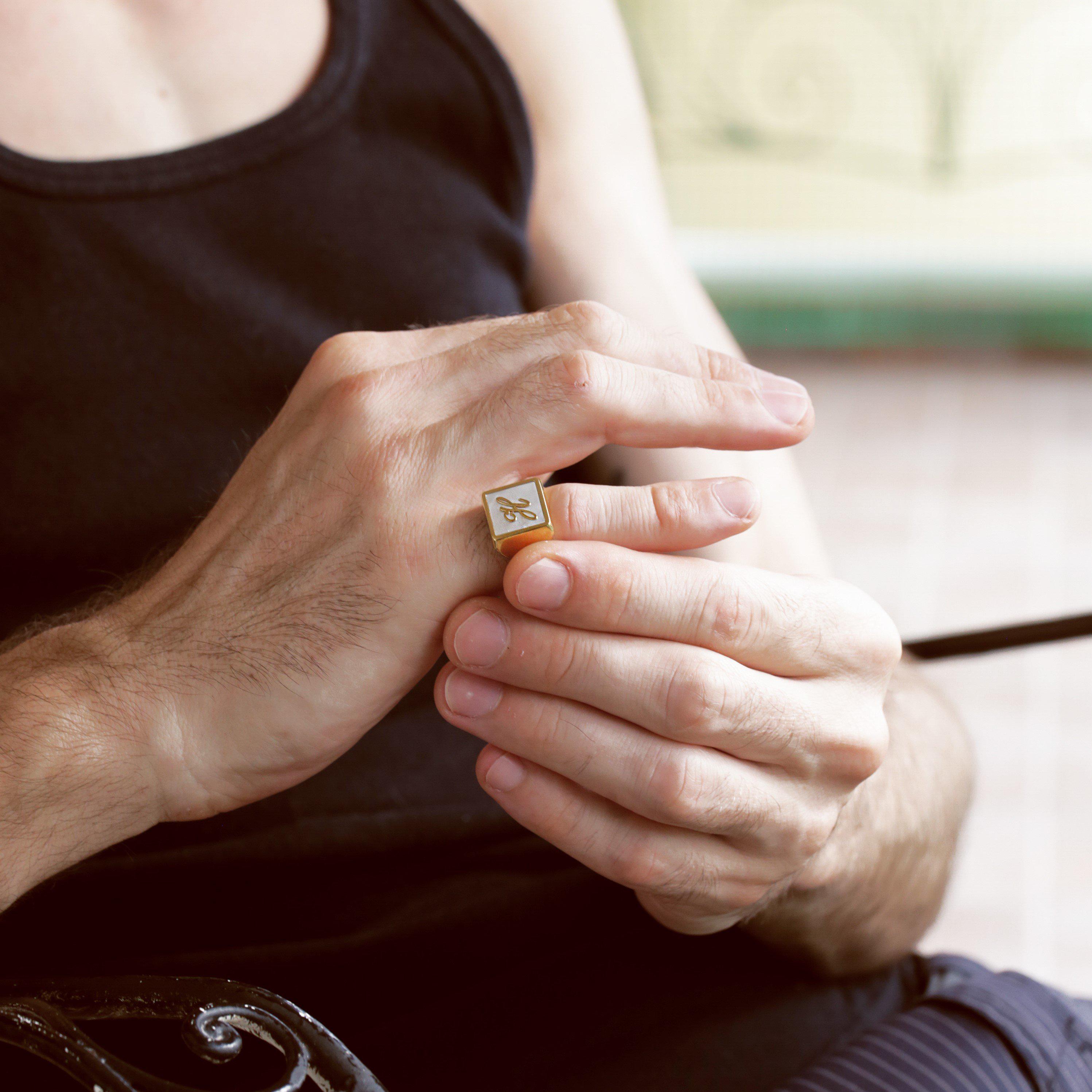 SQUARE LETTER RING - Danelian Jewelry