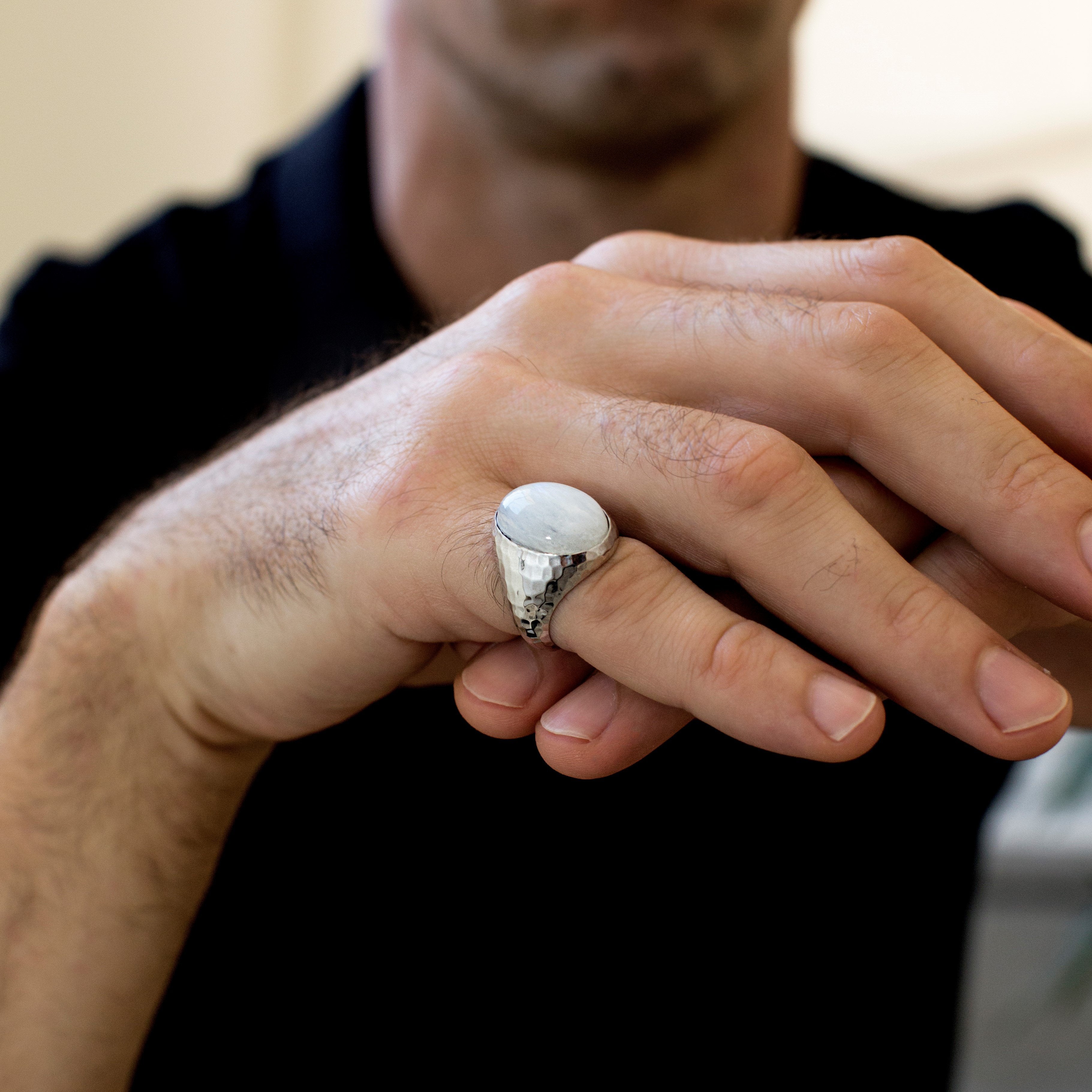 LARGE MOONSTONE SIGNET RING - Danelian Jewelry