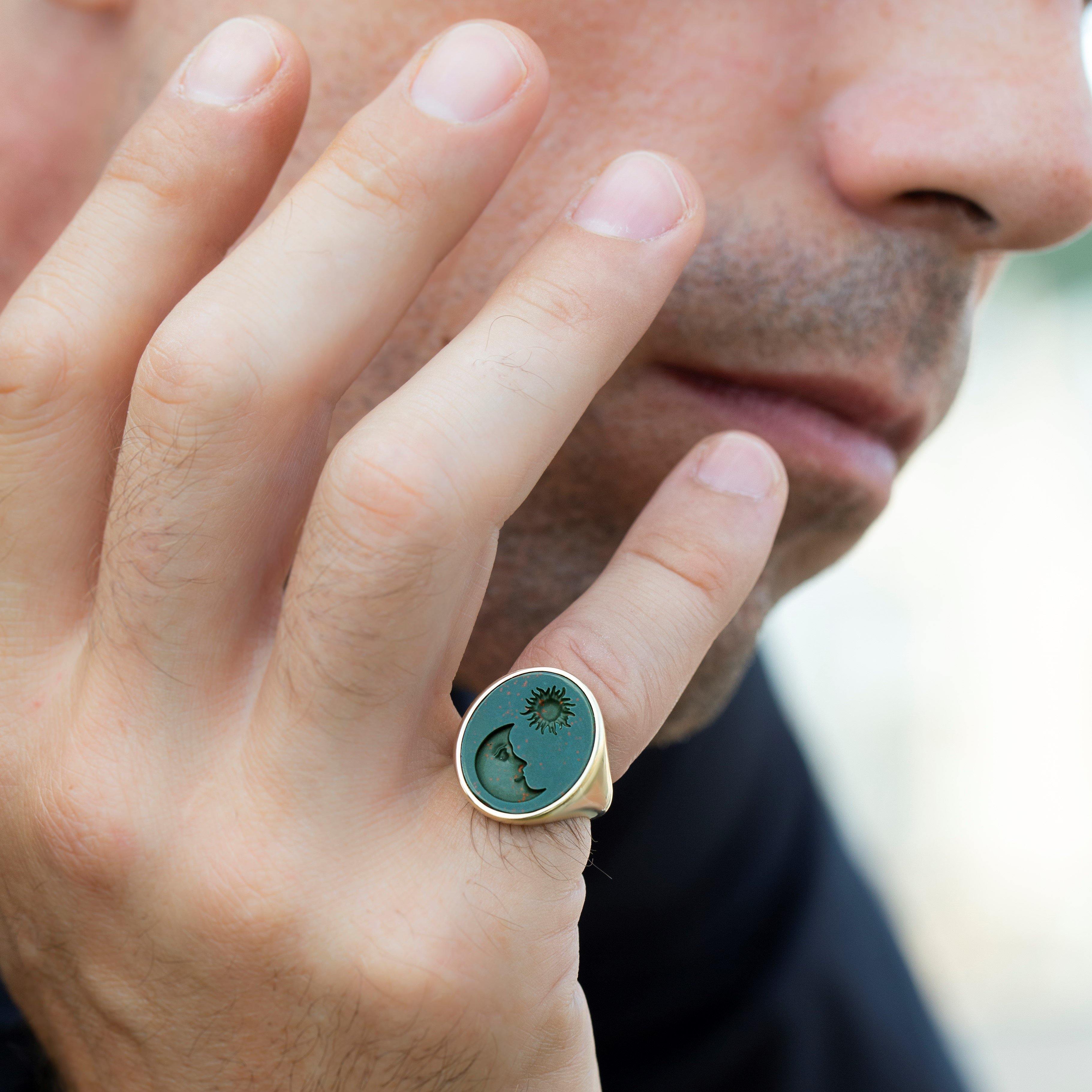 BLOODSTONE MOON RING - Danelian Jewelry