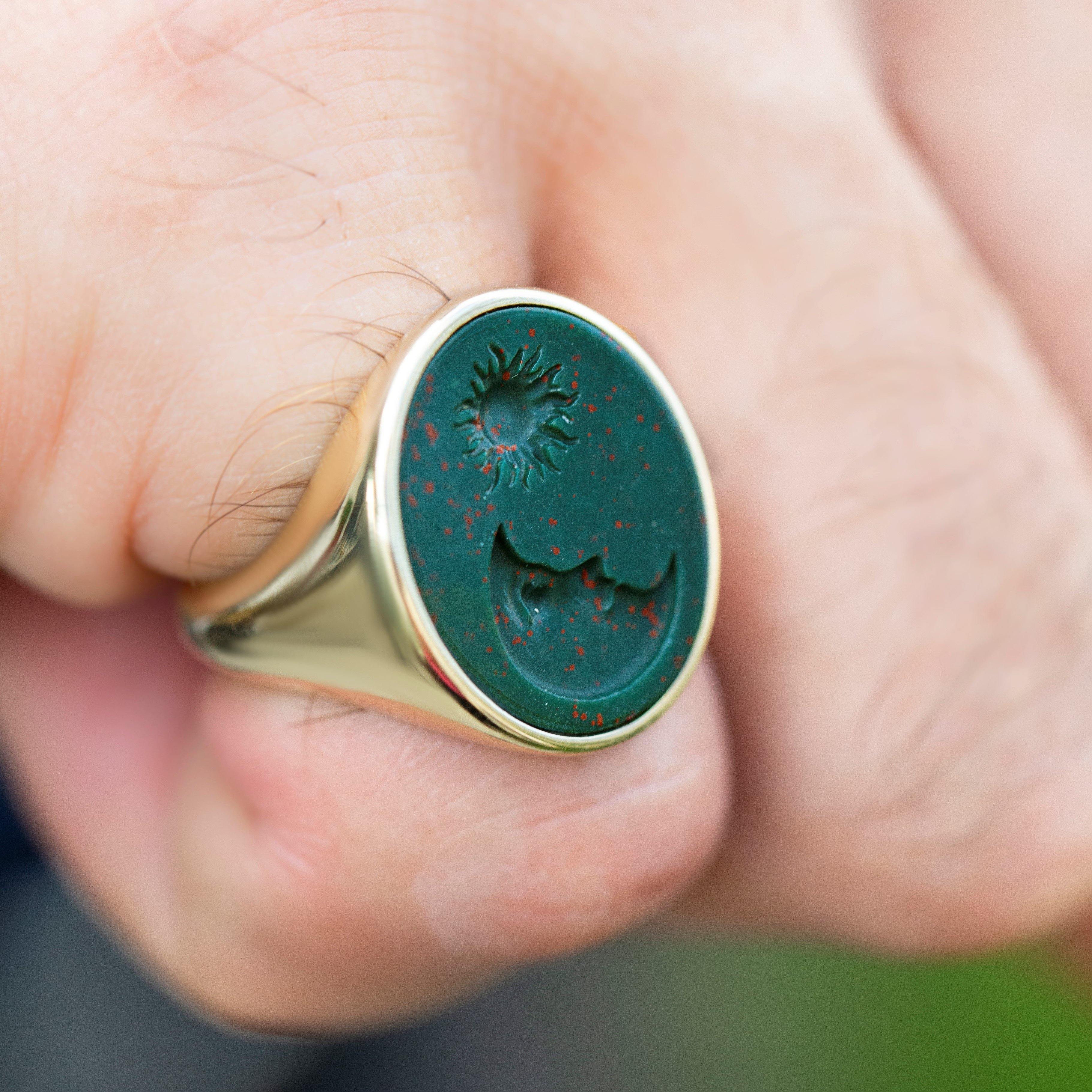 BLOODSTONE MOON RING - Danelian Jewelry