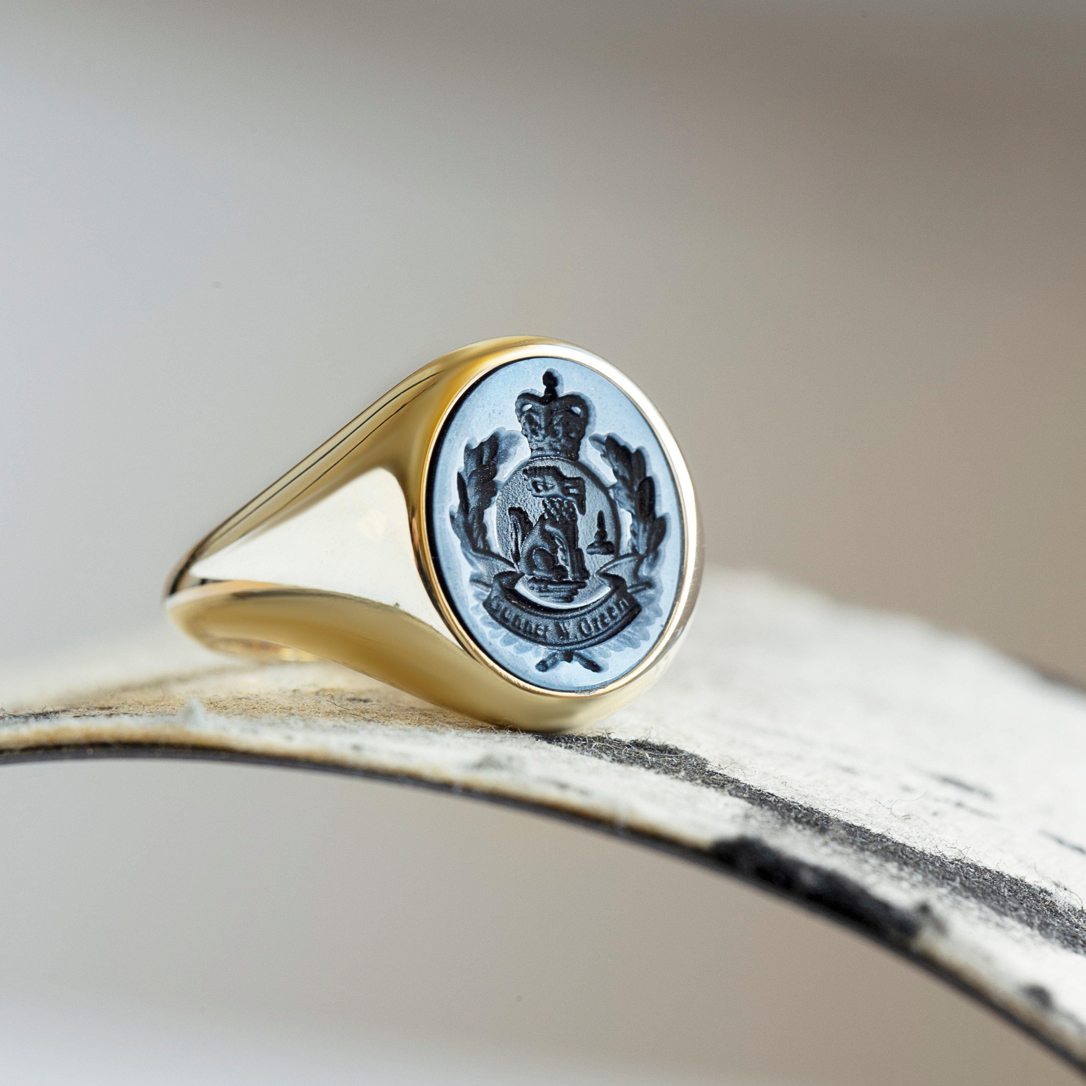 BLUE AGATE GUNNER RING - Danelian Jewelry