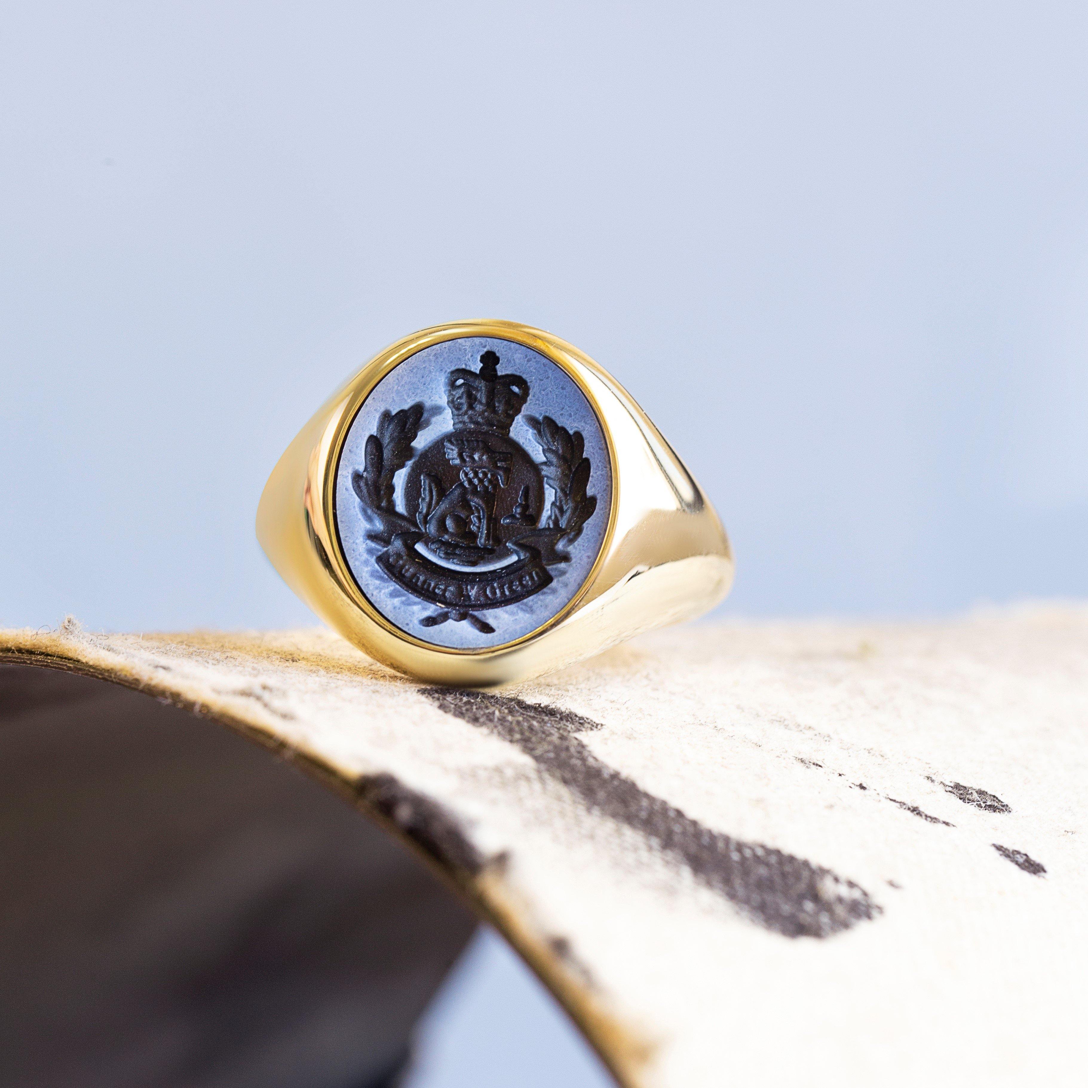 BLUE AGATE GUNNER RING - Danelian Jewelry