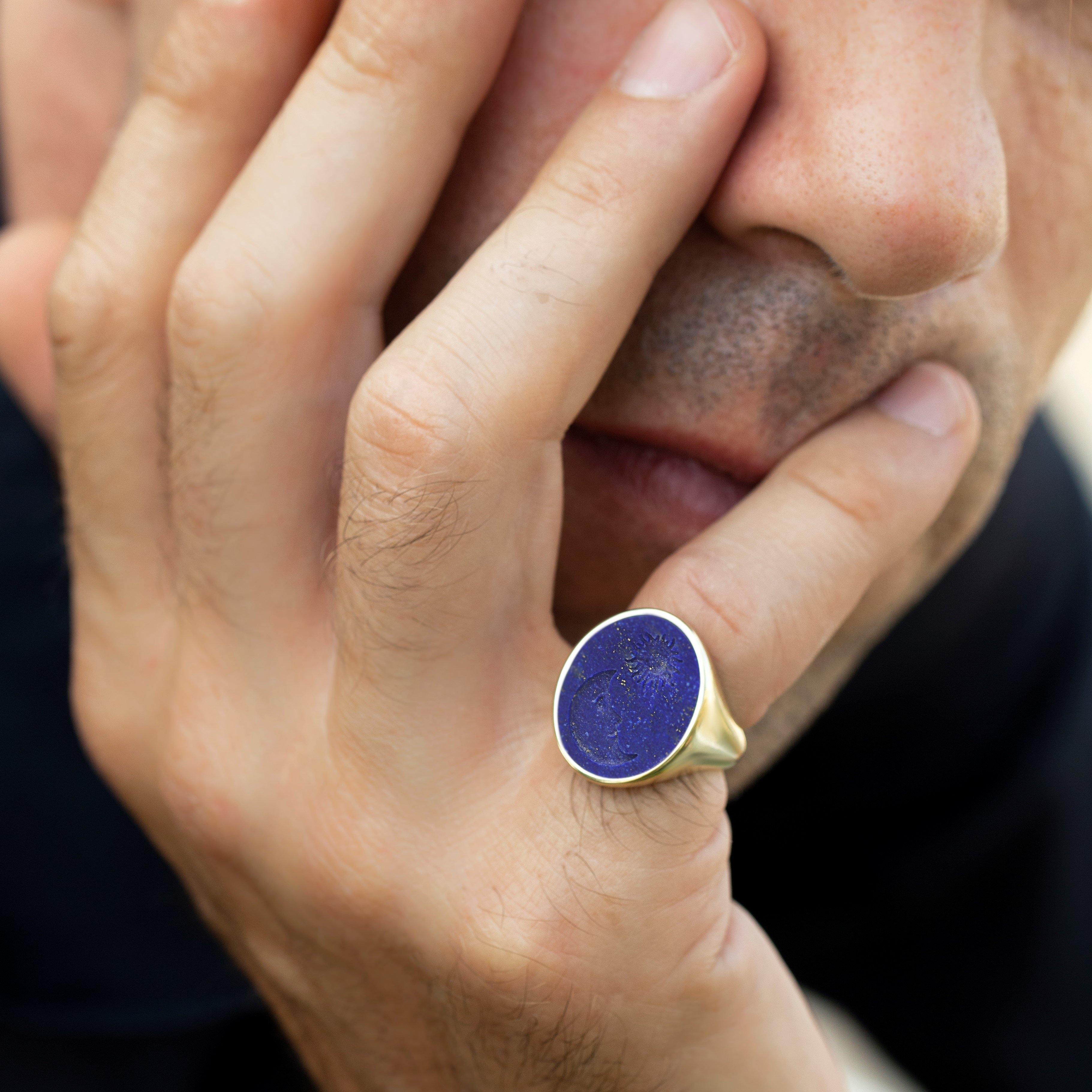 LAPIS LAZULI MOON RING - Danelian Jewelry