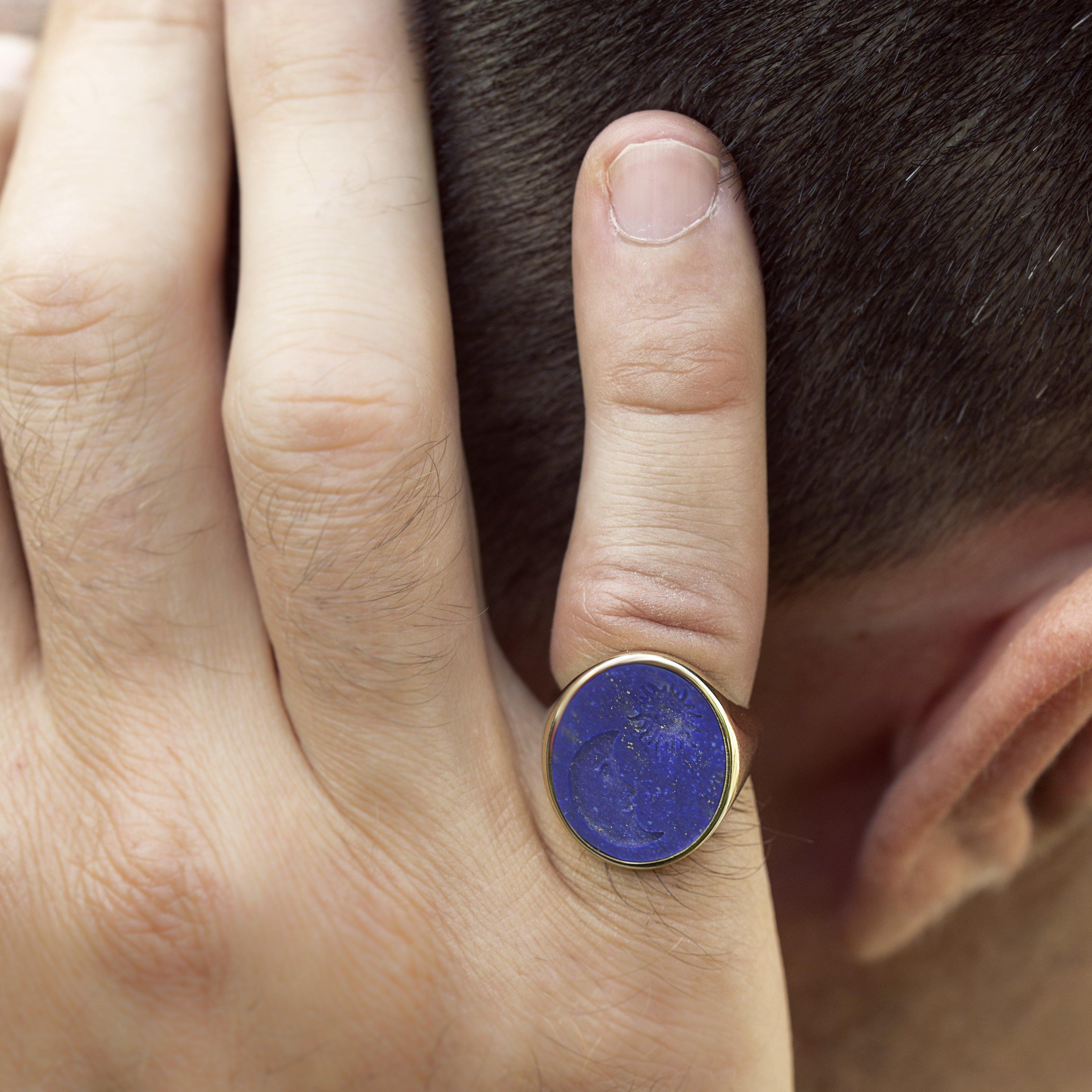 LAPIS LAZULI MOON RING - Danelian Jewelry