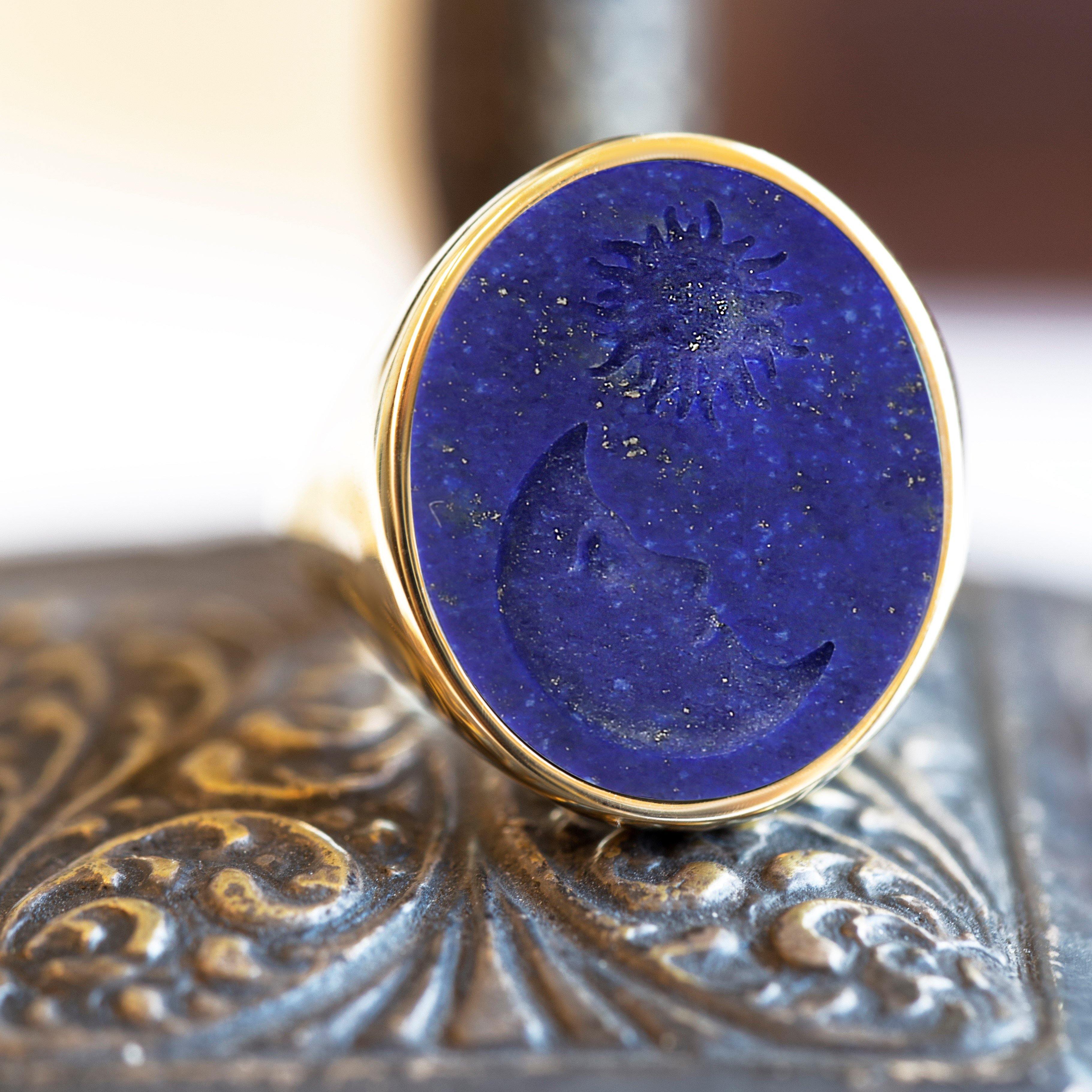 LAPIS LAZULI MOON RING - Danelian Jewelry