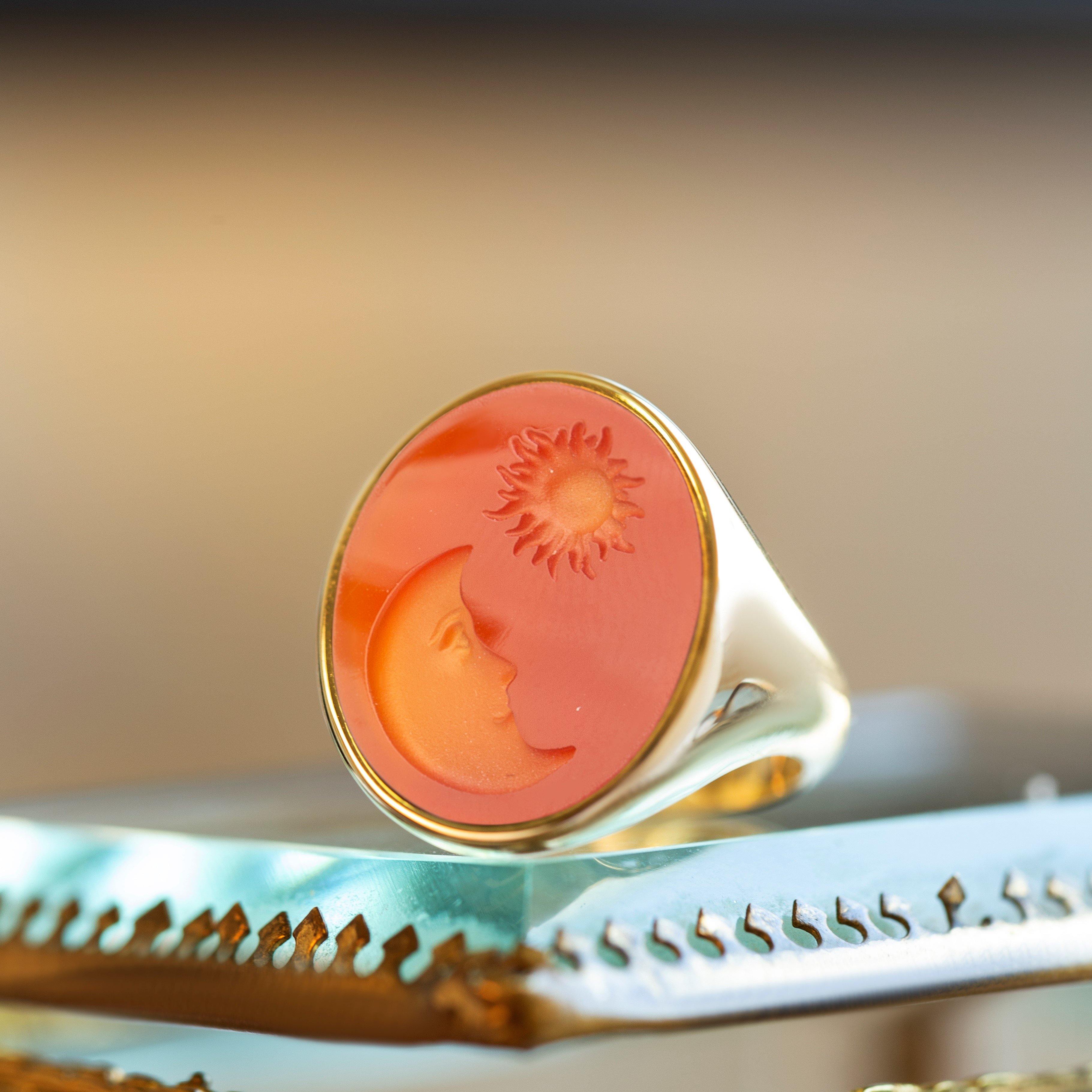 CARNELIAN MOON RING - Danelian Jewelry