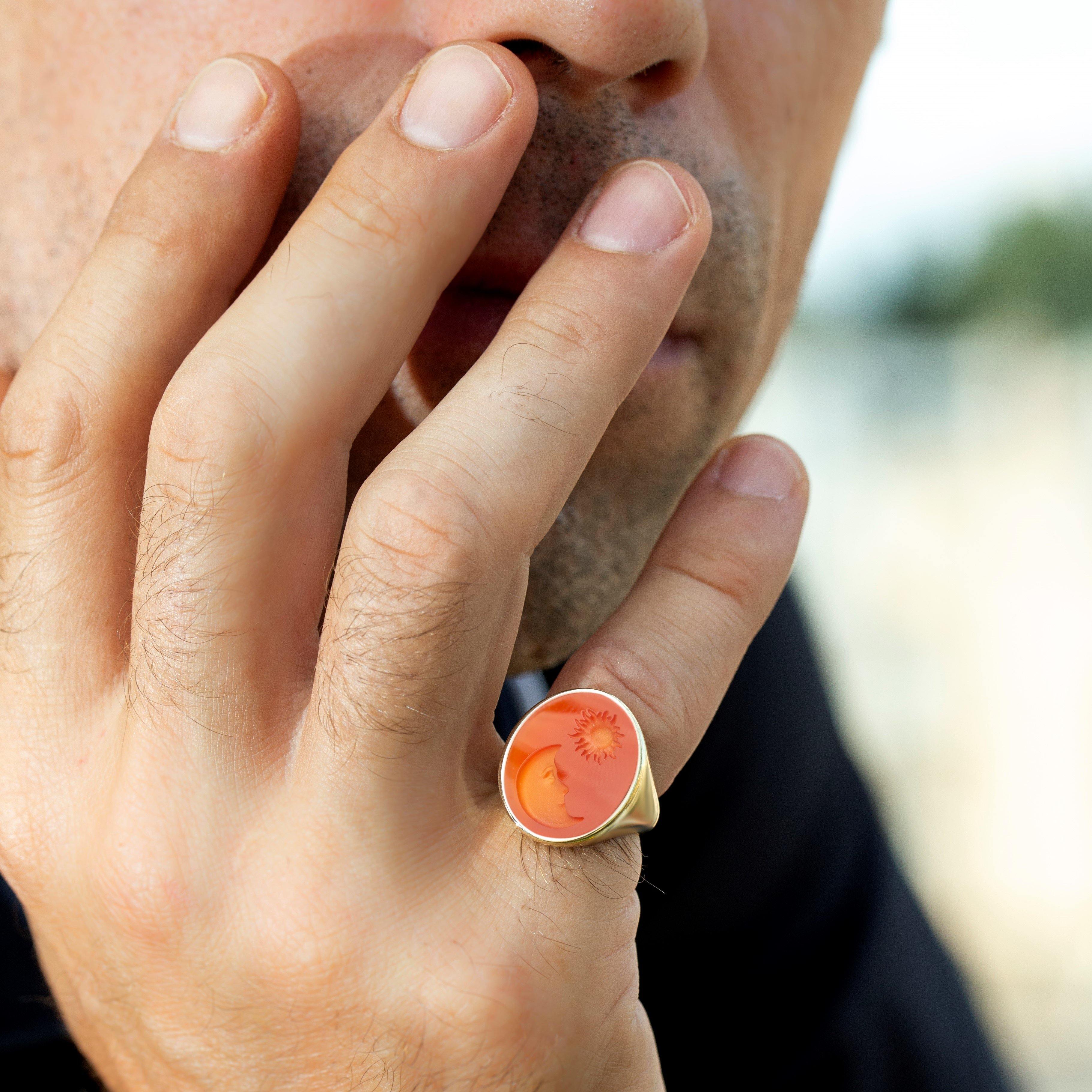 CARNELIAN MOON RING - Danelian Jewelry