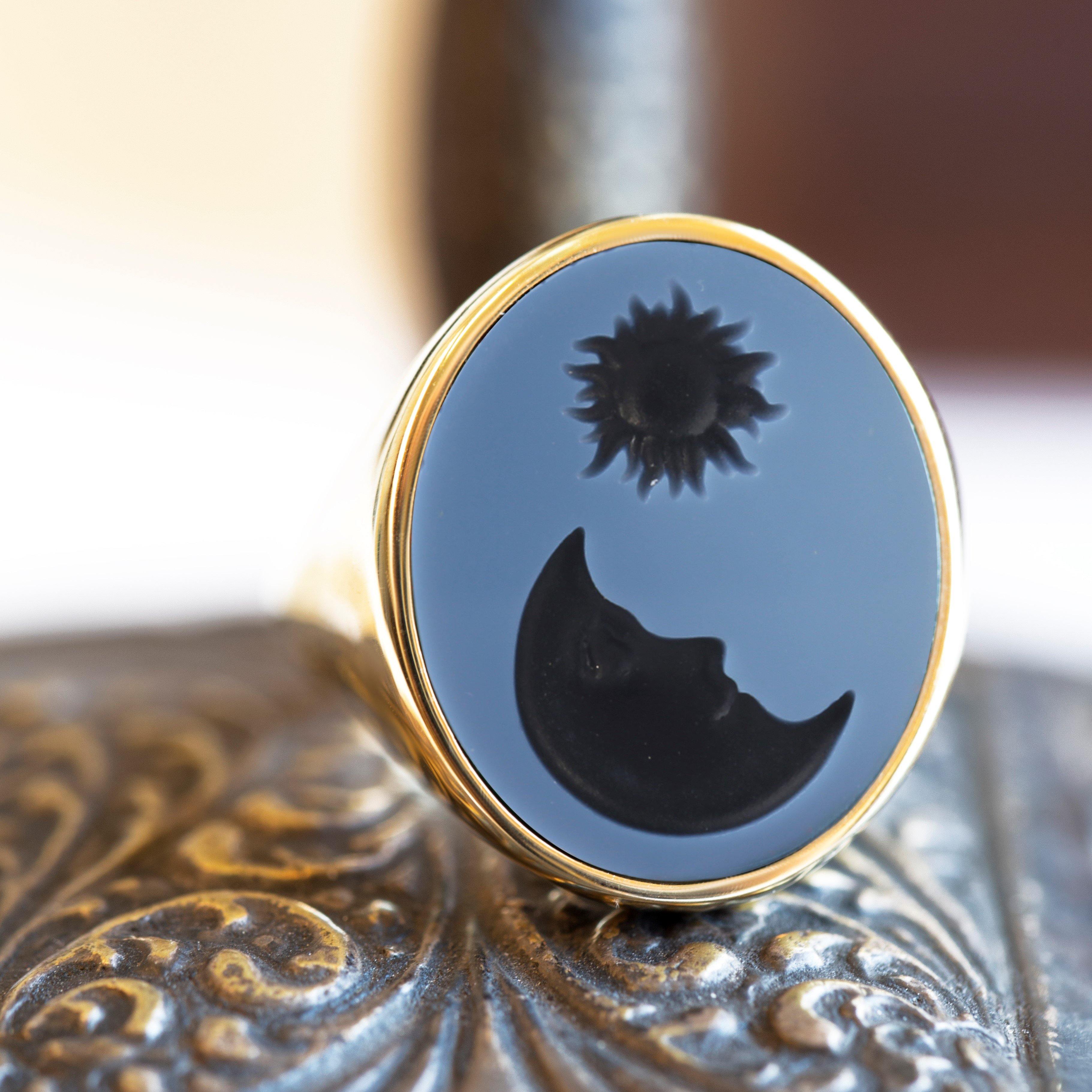 AGATE MOON RING - Danelian Jewelry