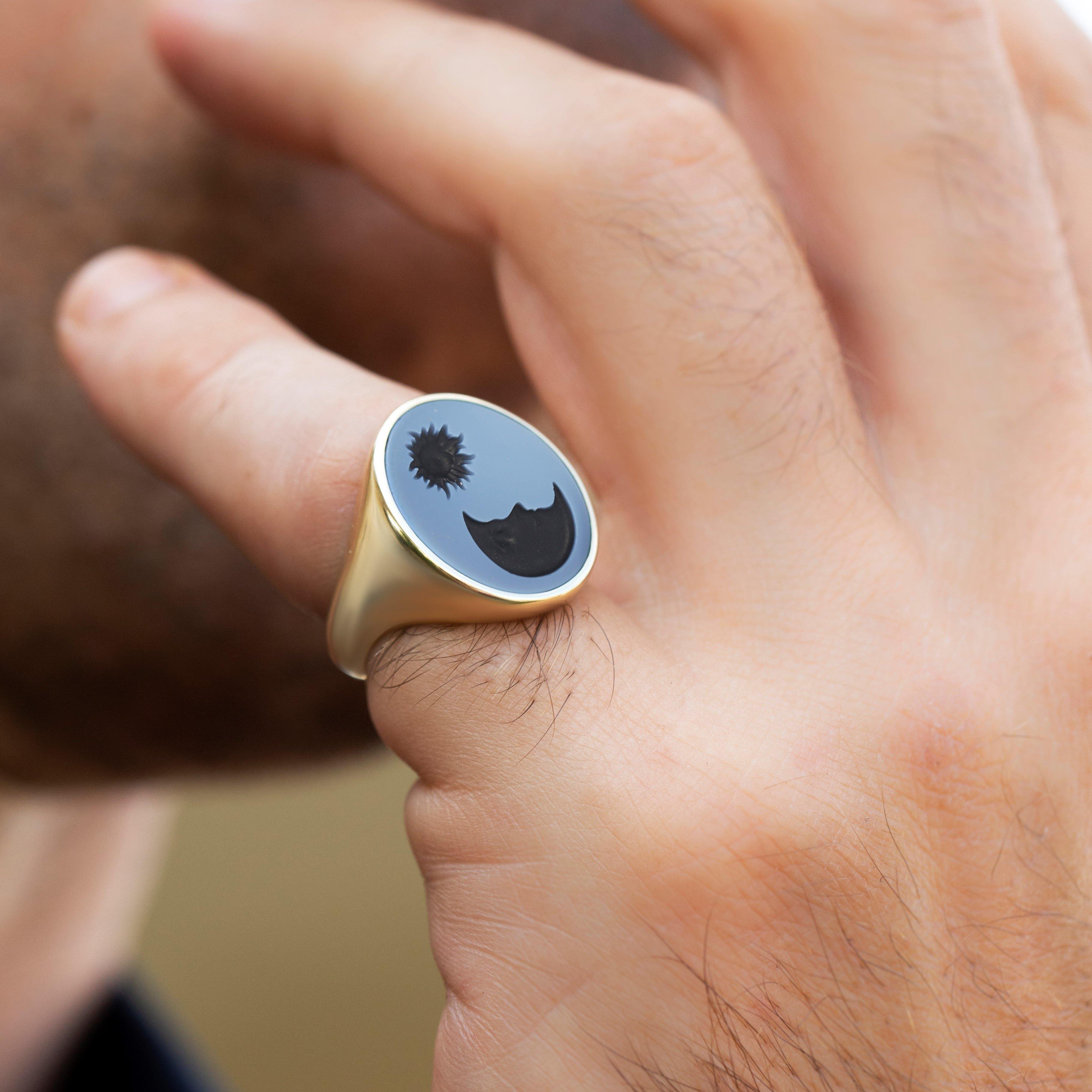 AGATE MOON RING - Danelian Jewelry