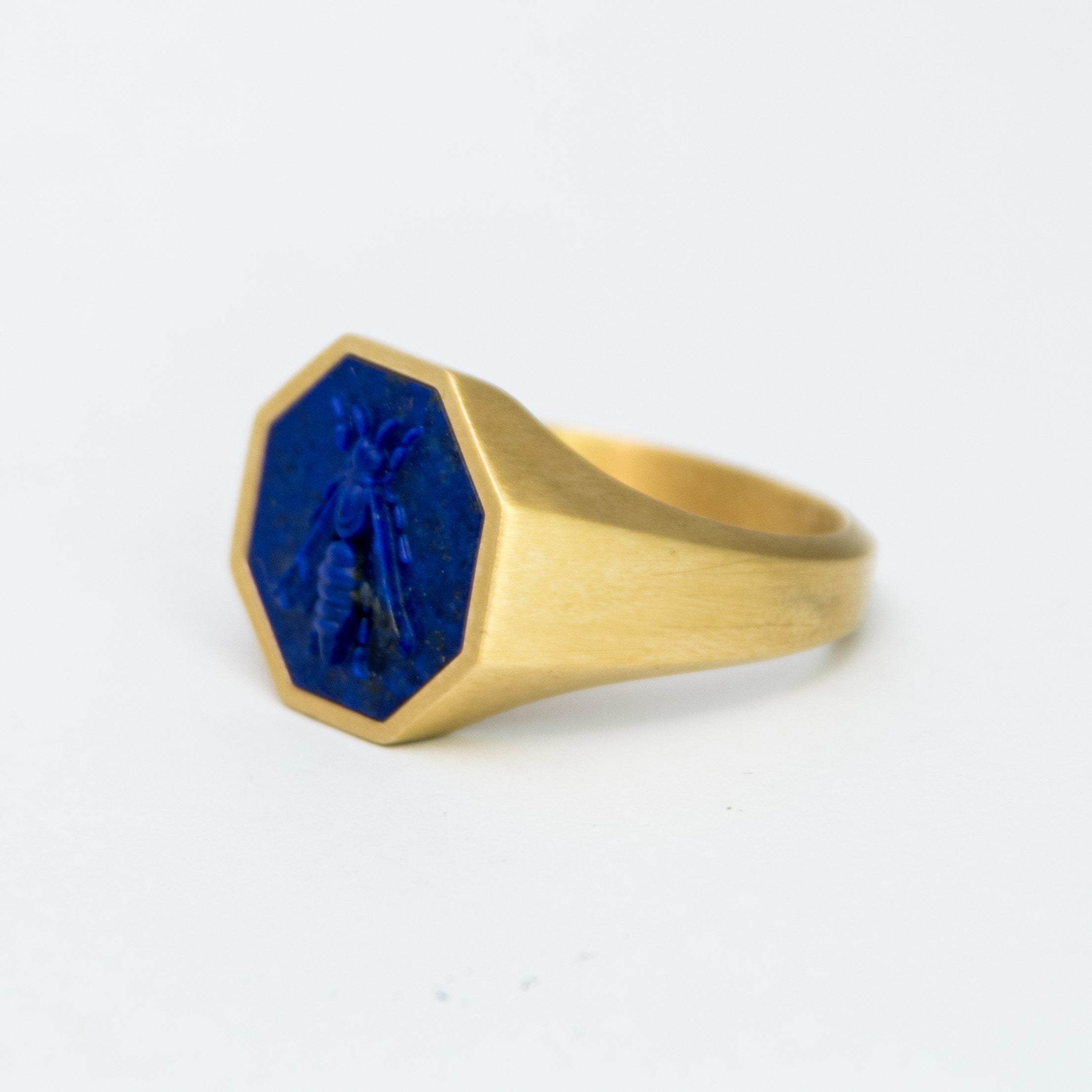 SILVER LAPIS LAZULI BEE RING - Danelian Jewelry