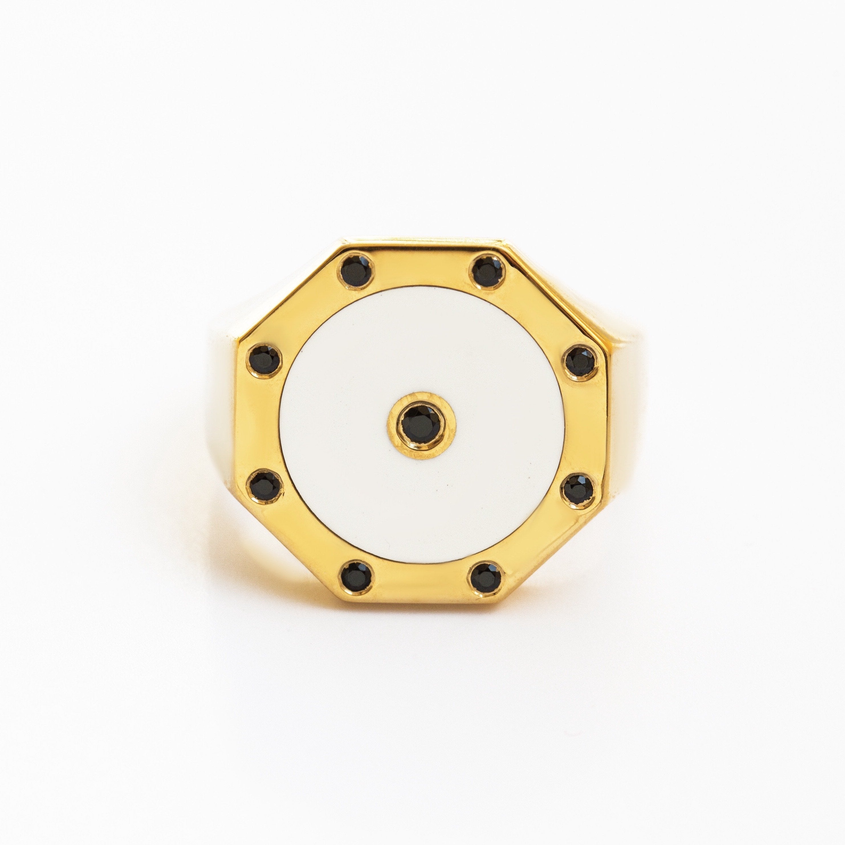 WHITE ENAMEL RING - Danelian Jewelry