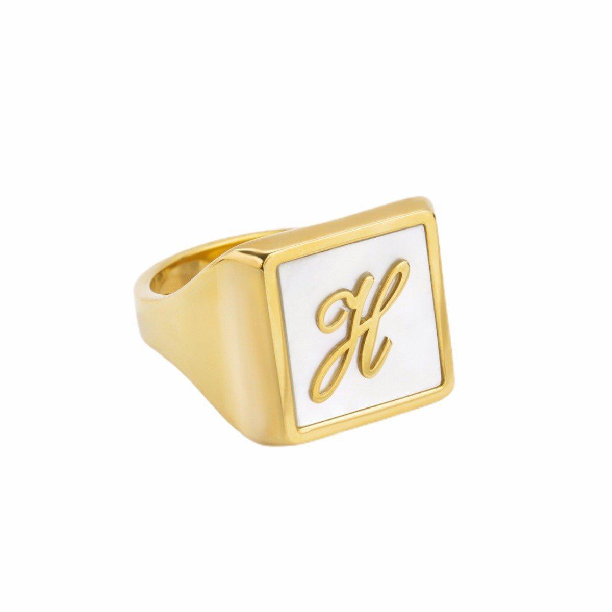 SQUARE LETTER RING - Danelian Jewelry