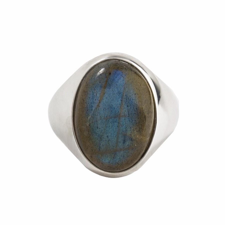 LARGE LABRADORITE SIGNET RING - Danelian Jewelry