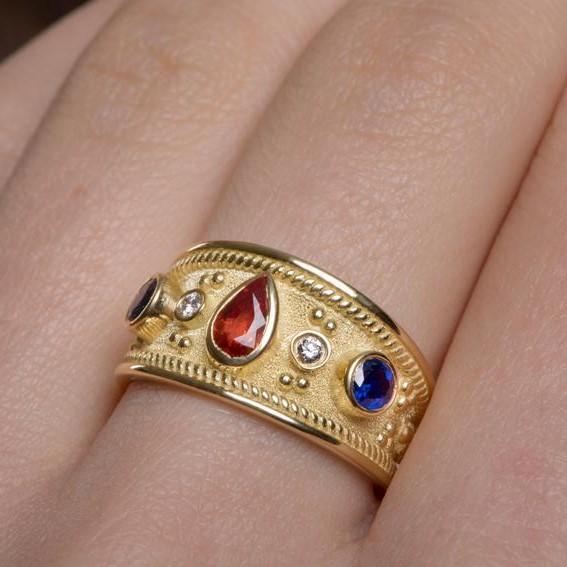 SAPPHIRE BYZANTINE RING - Danelian Jewelry