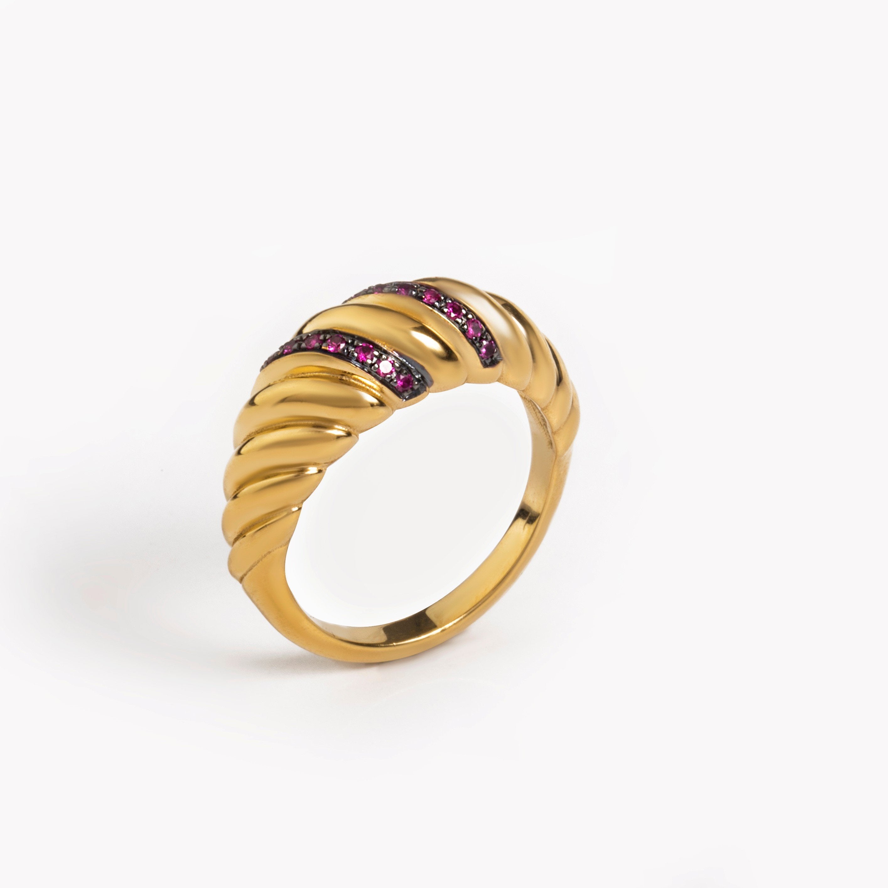 THIN RUBY CROISSANT RING - Danelian Jewelry