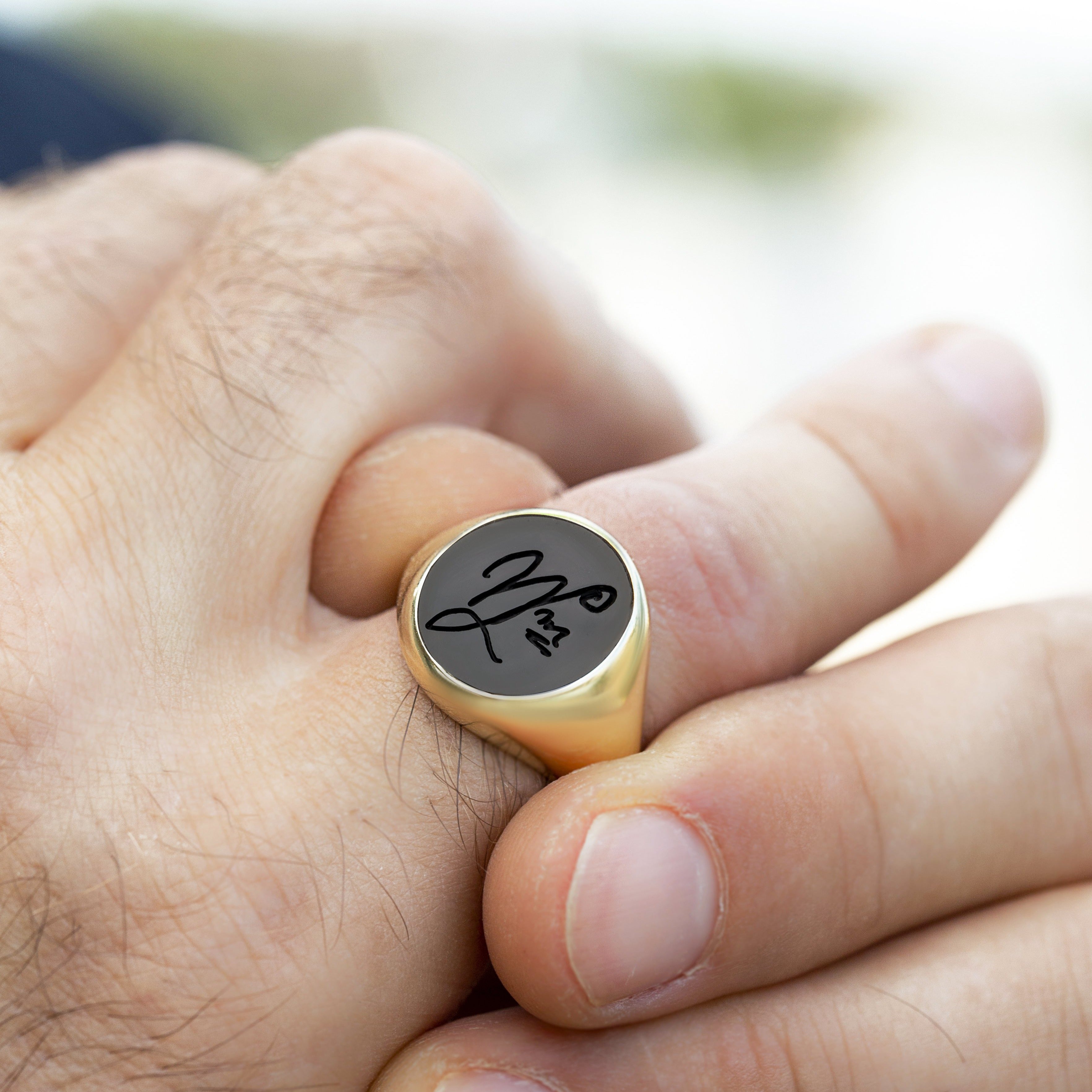 Black Onyx Coat Of Arms Gold Signet Ring For Men - Danelian Jewelry